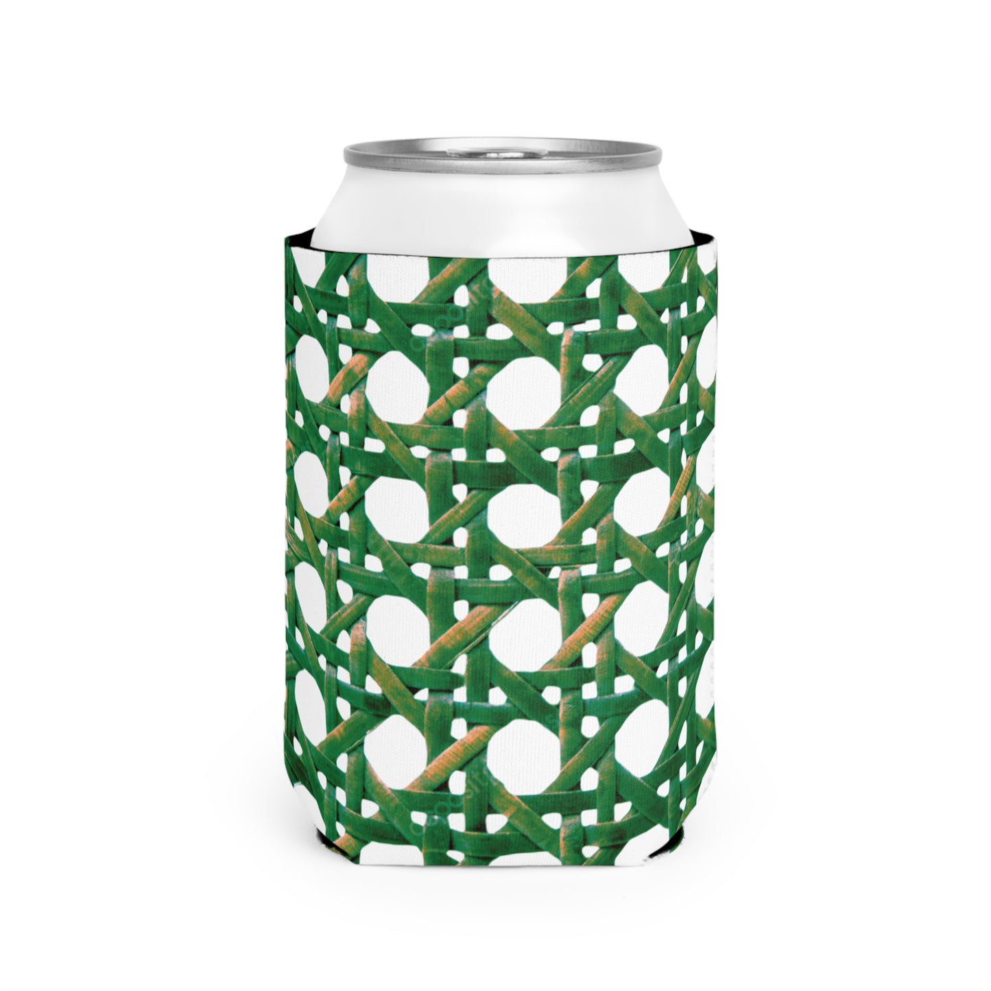 Beach Chair Wicker/Green Can Cooler Sleeve - Perfect for Outdoor Picnics