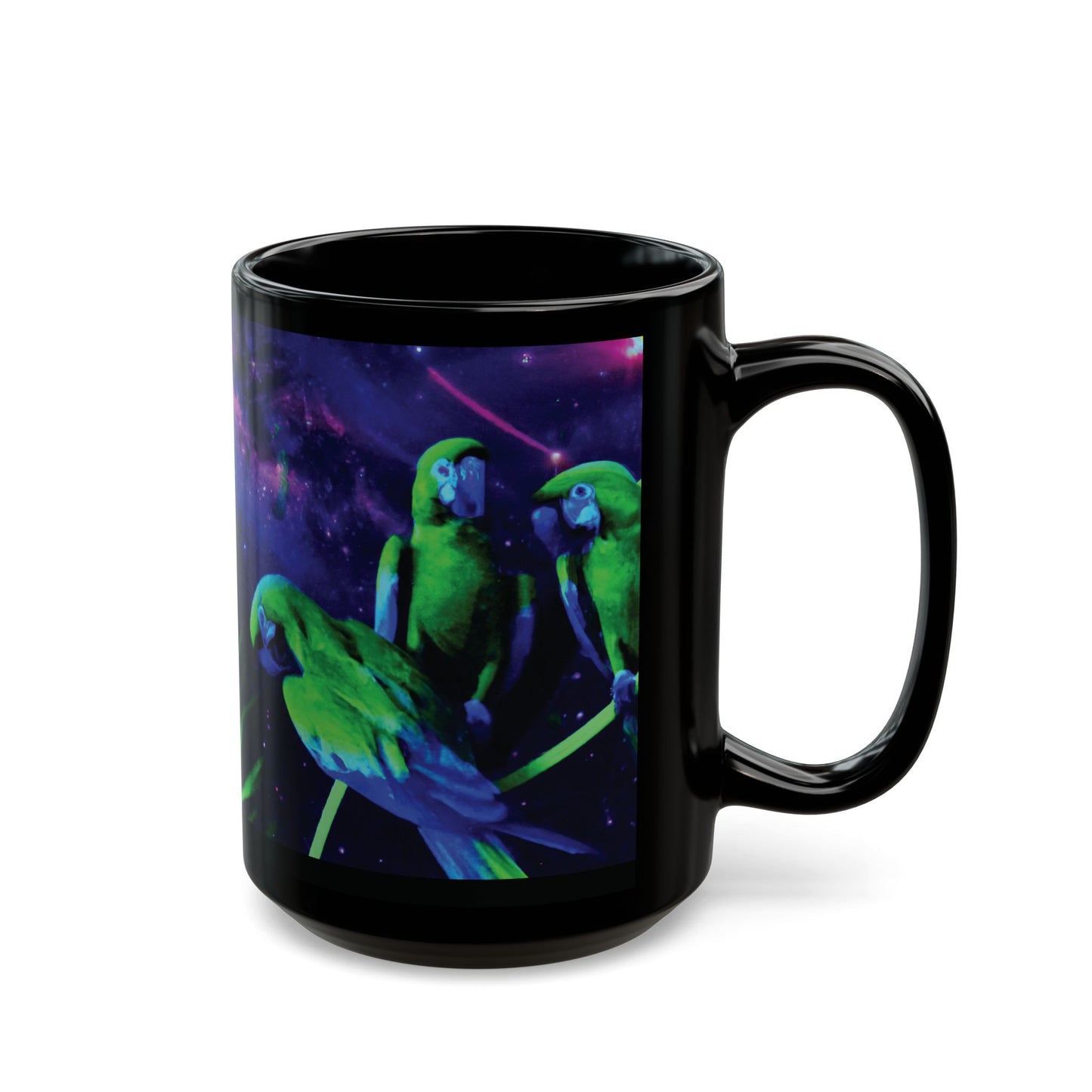 Black Coffee Mug - Galactic Parrot, 2 Sides