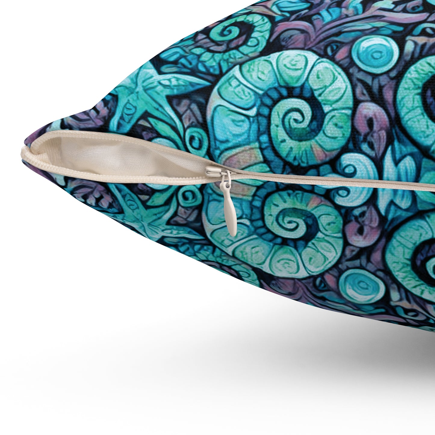 Decorative Pillow - Accent Cushion, 4 Sizes / Seahorse Trio, Turquoise