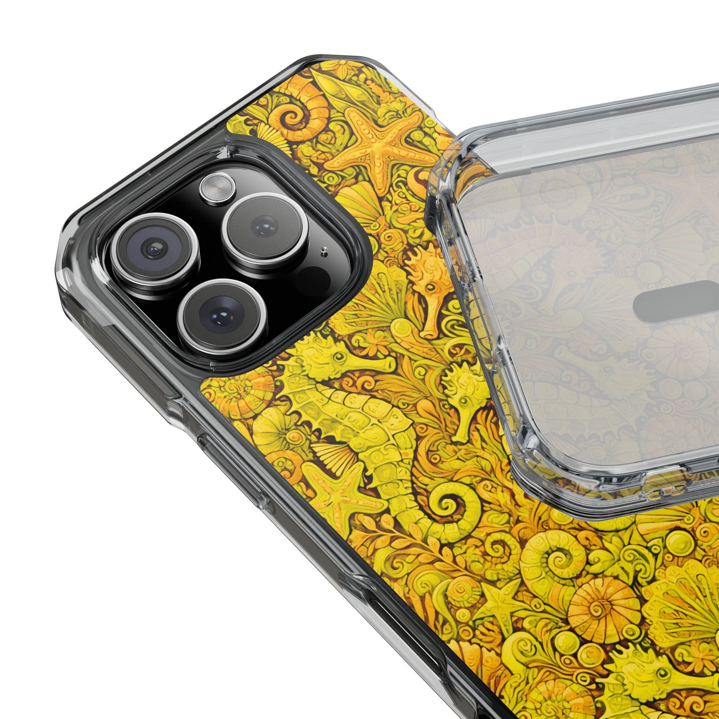 Seahorses/Yellow Magnetic Clear Phone Case, Many Models