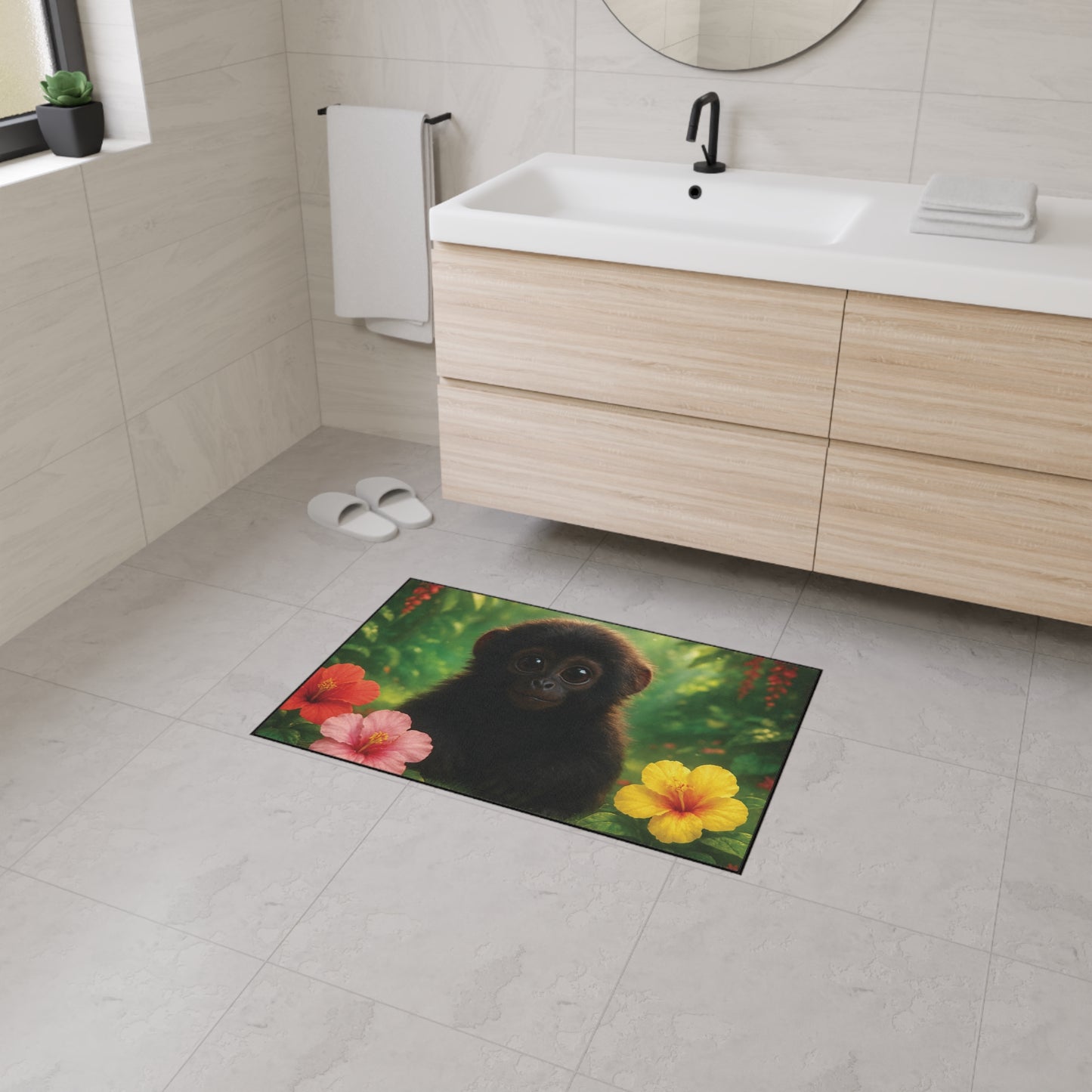 Heavy Duty Floor Mat, 5 Sizes – Tropical Area Rug for Home Décor / Baby Howler Monkey
