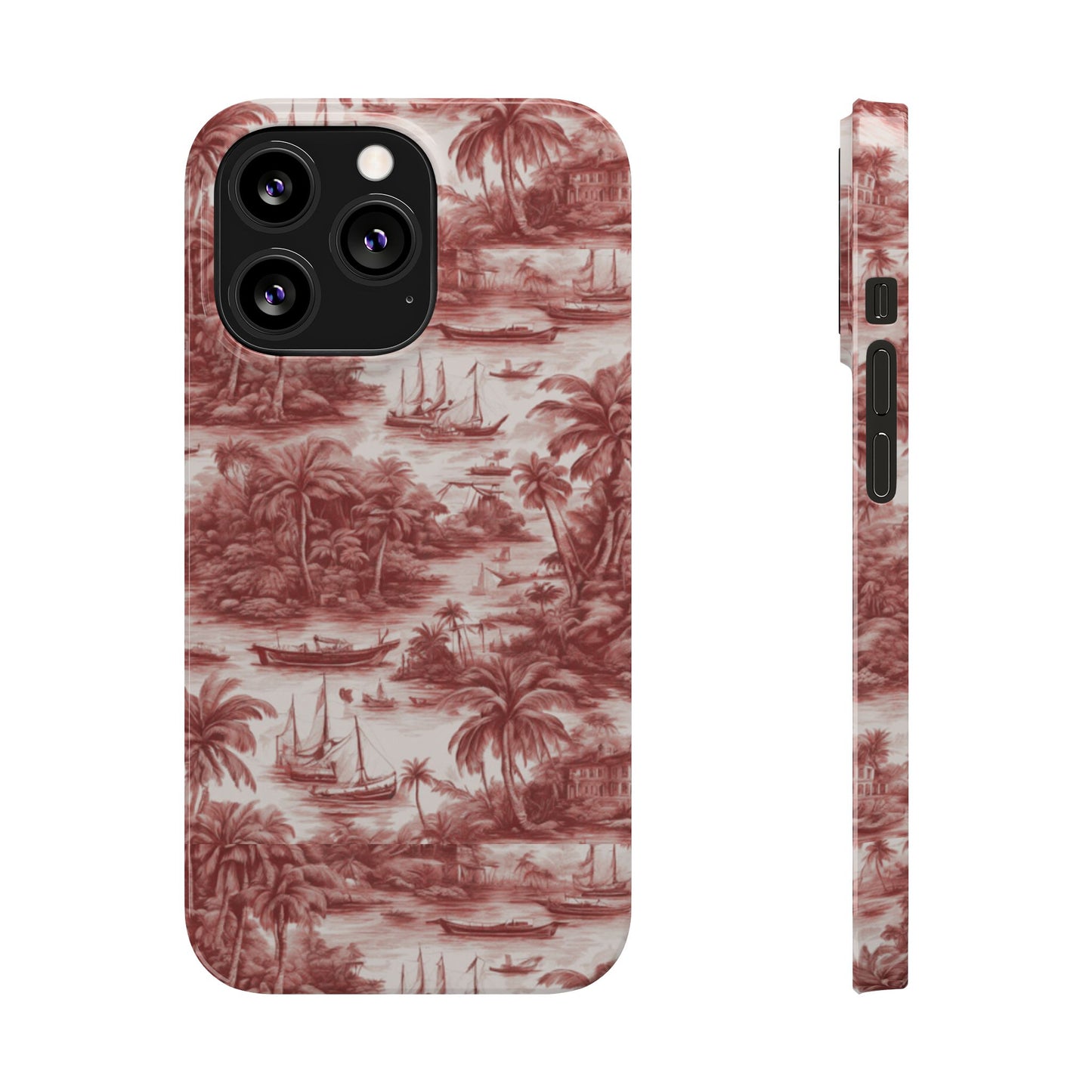 Slim Phone Cases - Tropical Toile #1, russet