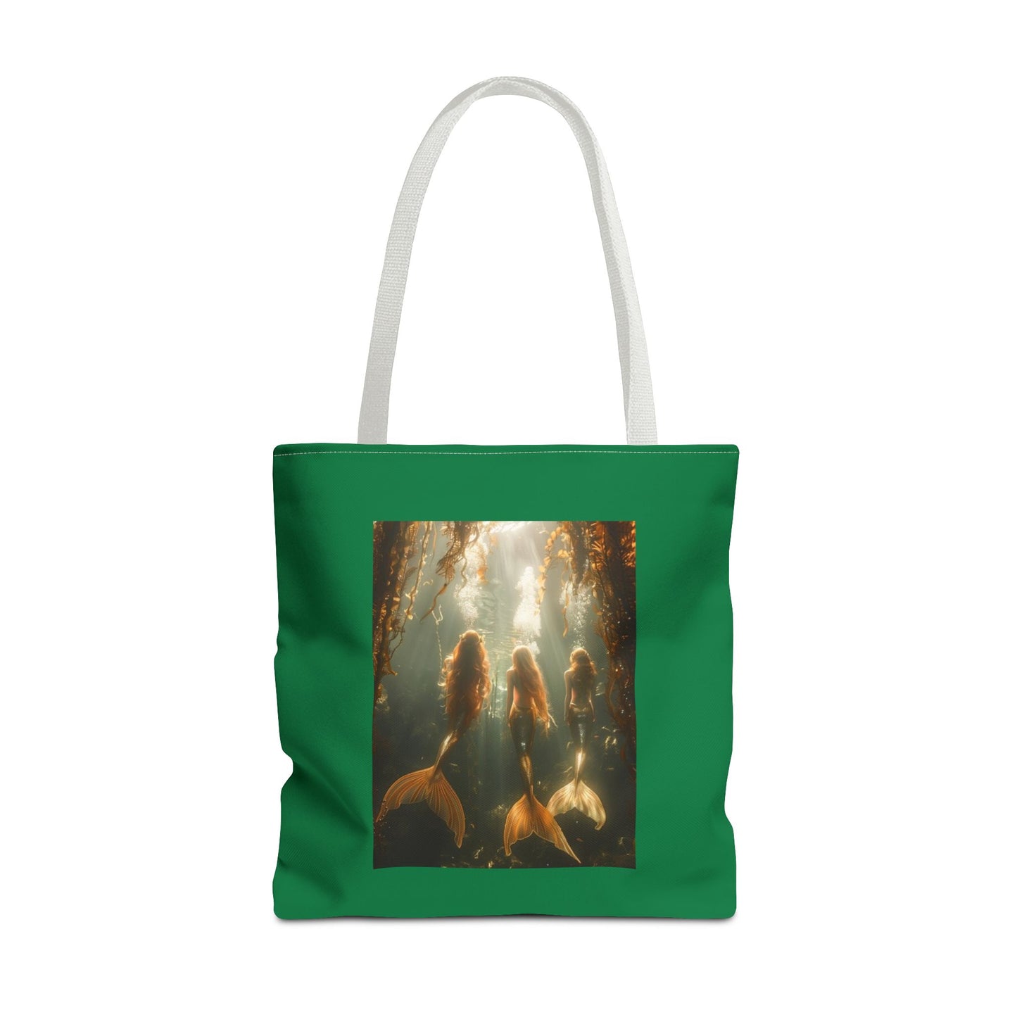 Three Mermaid Sisters, Dark Green Tote Bag - 3 Sizes