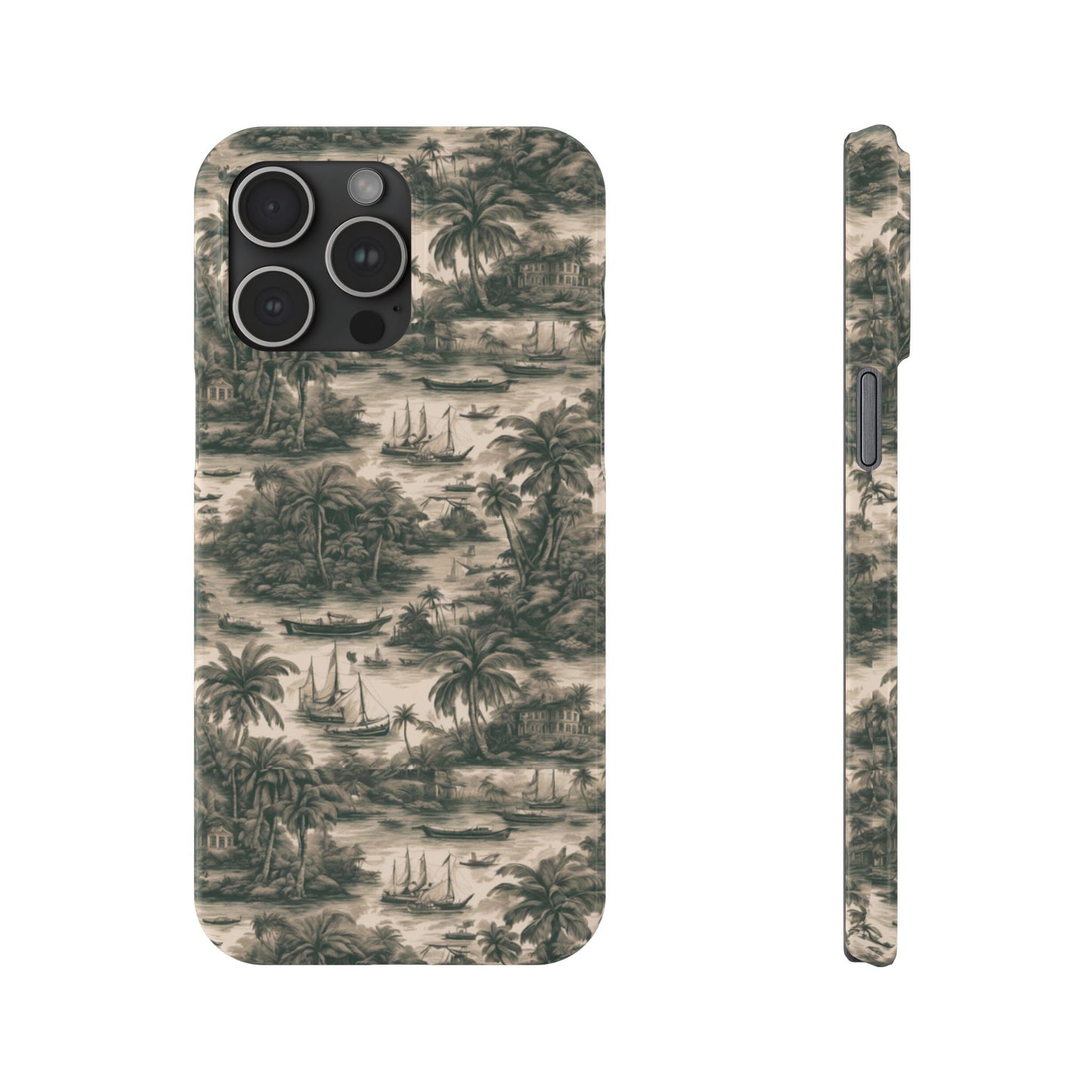 Slim Phone Cases - Tropical Toile #1, black