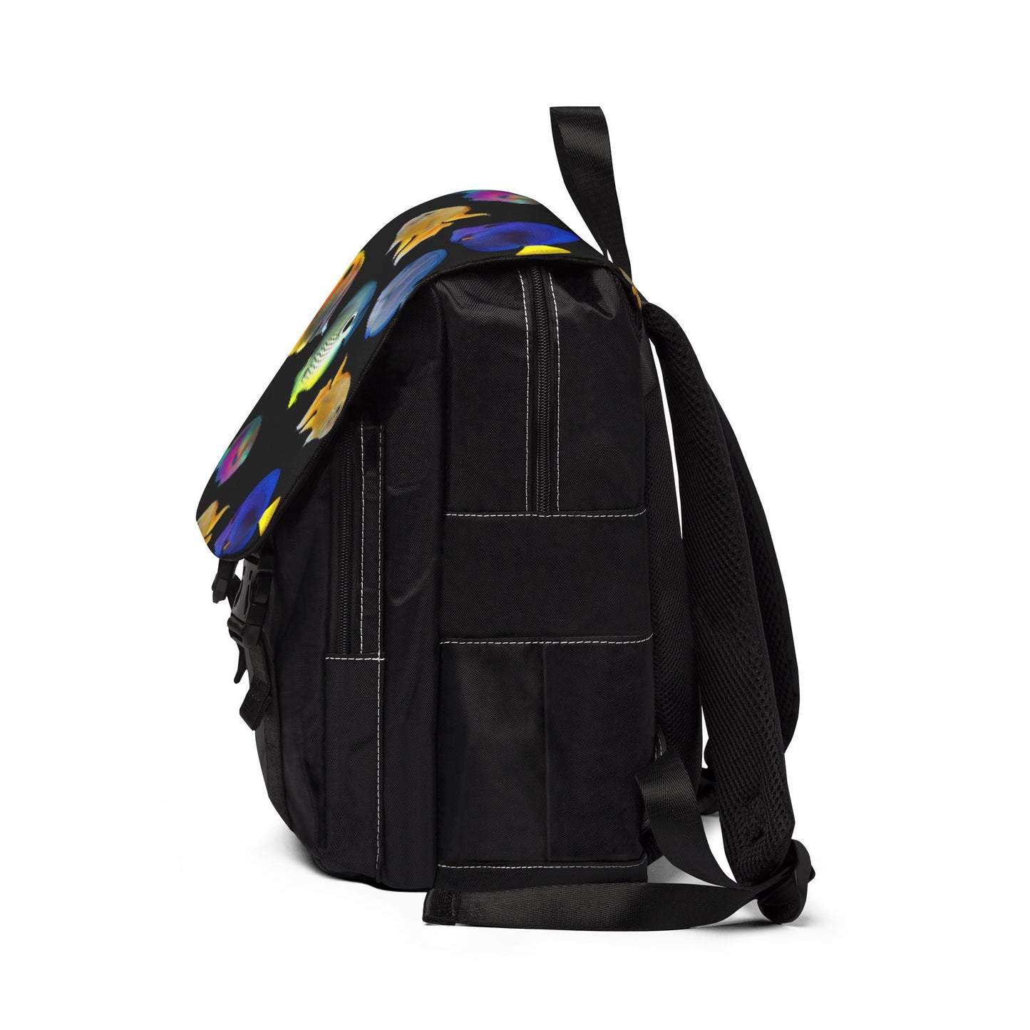 Tropical Casual Backpack - Perfect for Everyday Adventures / School of Fish, Black