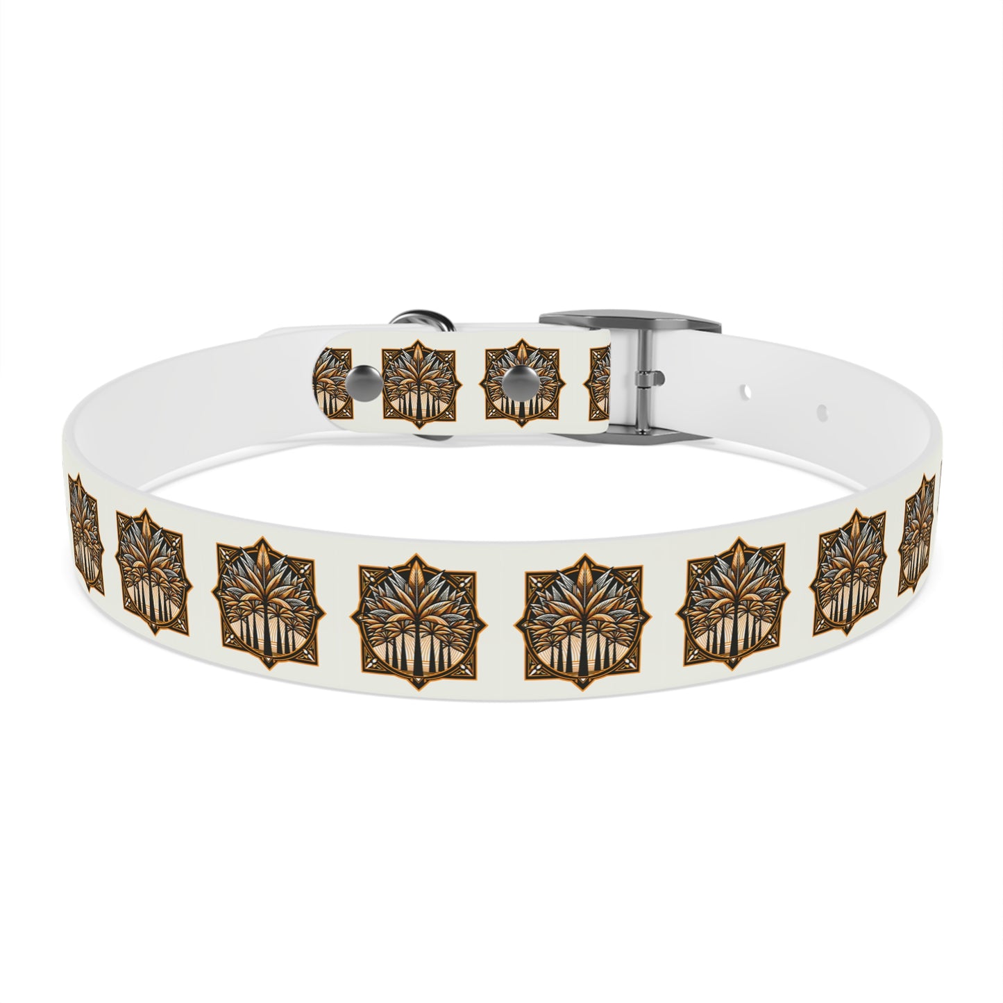 Dog Collar - Deco Palm Trees, Cinnamon