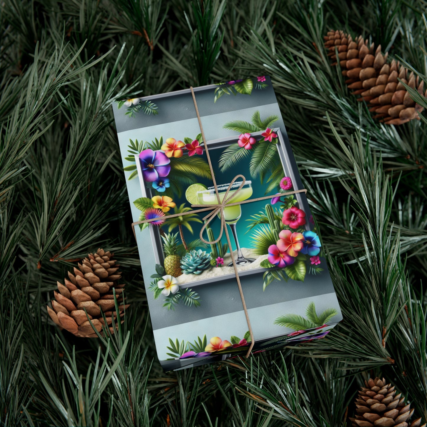 Wrapping Paper - Tropical Gift Wrap for All Occasions / 3 Sizes, 2 Finishes / Tropical Margarita