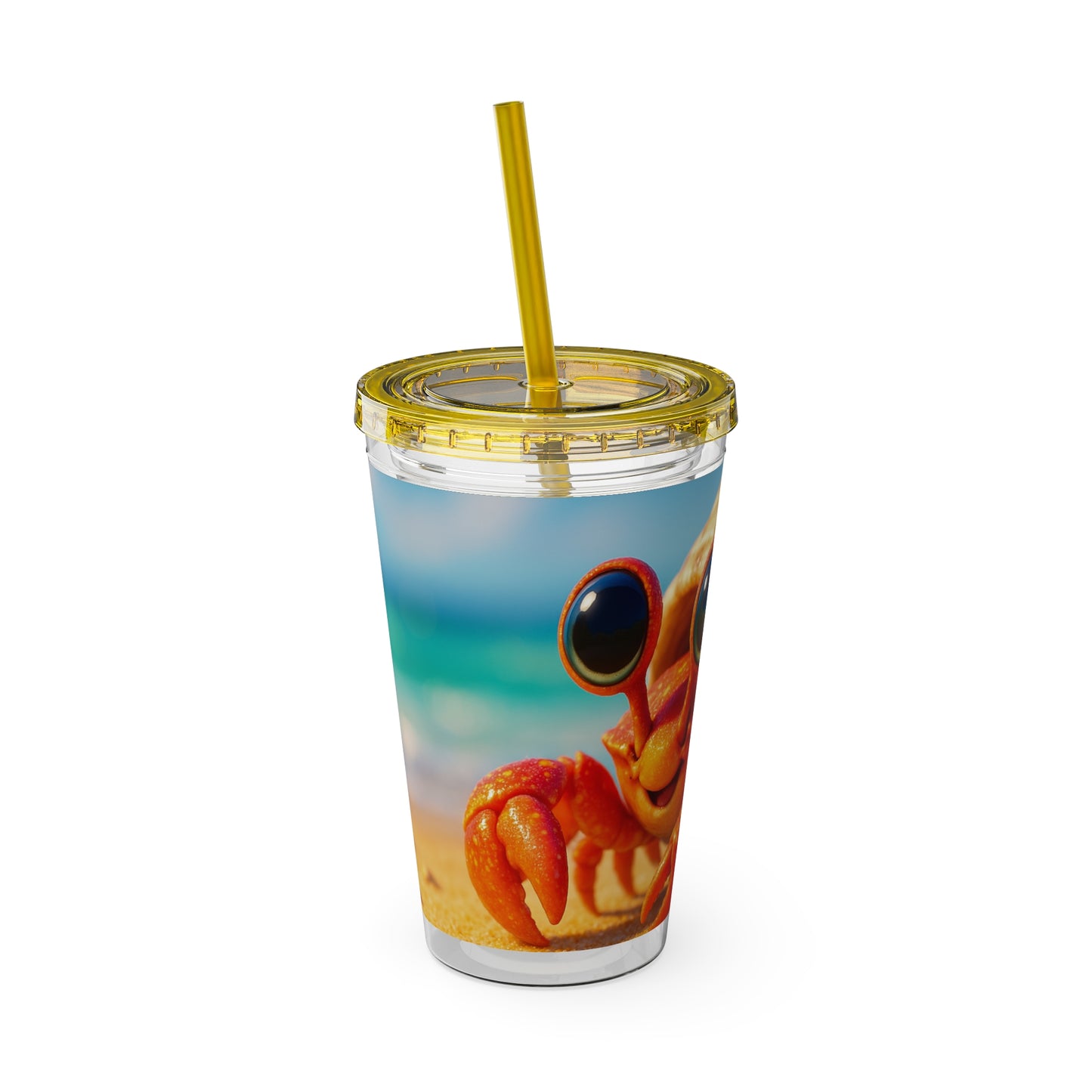 Tropical Tumbler with Straw | 16oz Colorful Travel Cup / Baby Hermit Crab