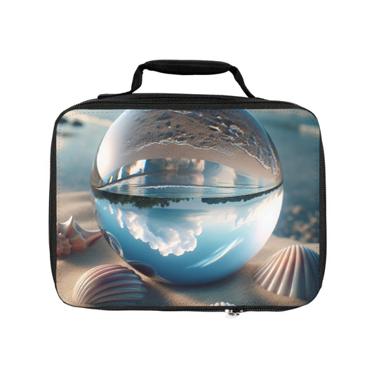 Beach Illusion Ball/Seashells Lunch Bag - Eco-Friendly Insulated Tote, Adult and Child Lunchbox / Perfect for Picnics, Beach Outings