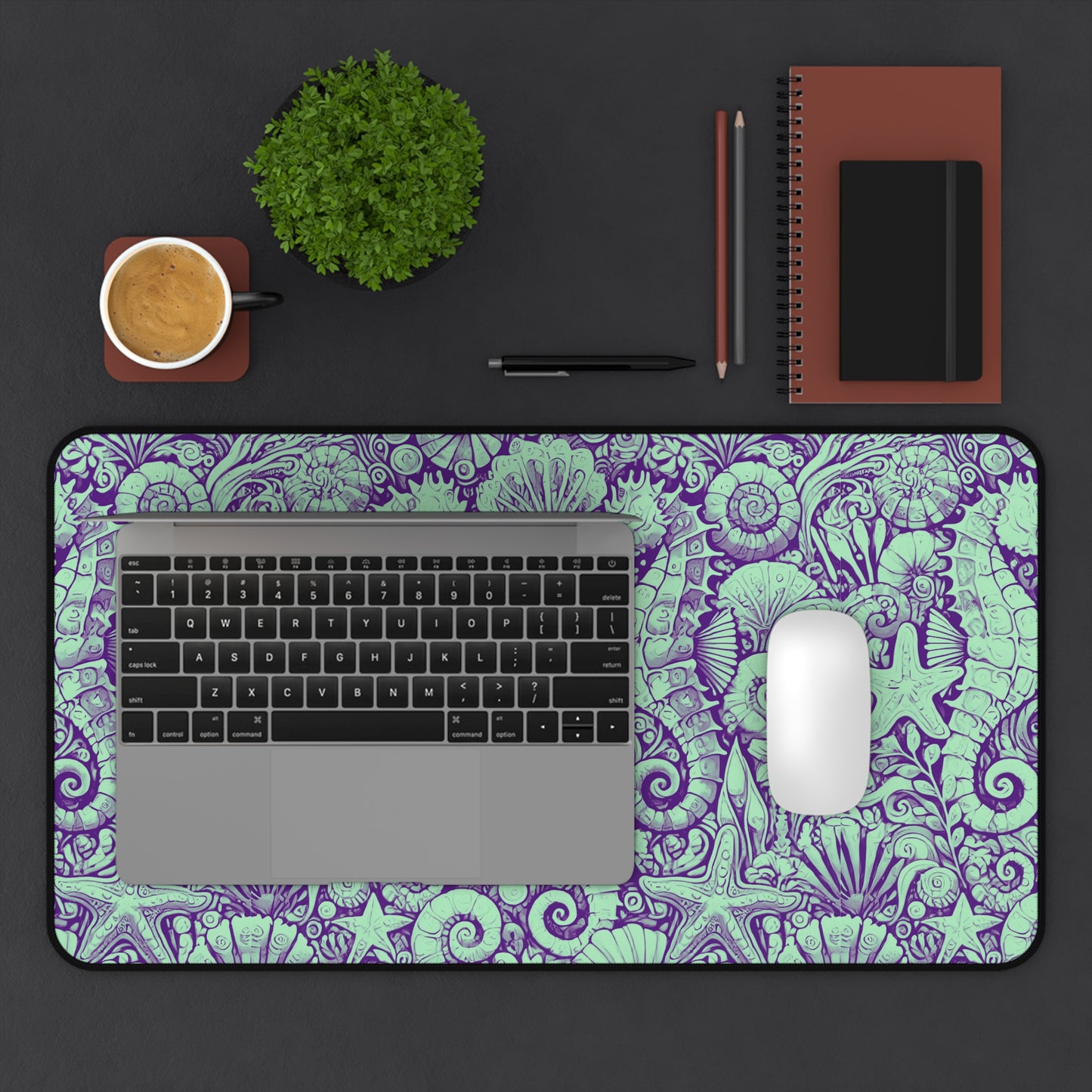 Tropical Mouse Pad/Desk Mat, 3 Sizes - Perfect for Home Office / Seahorses, Minty