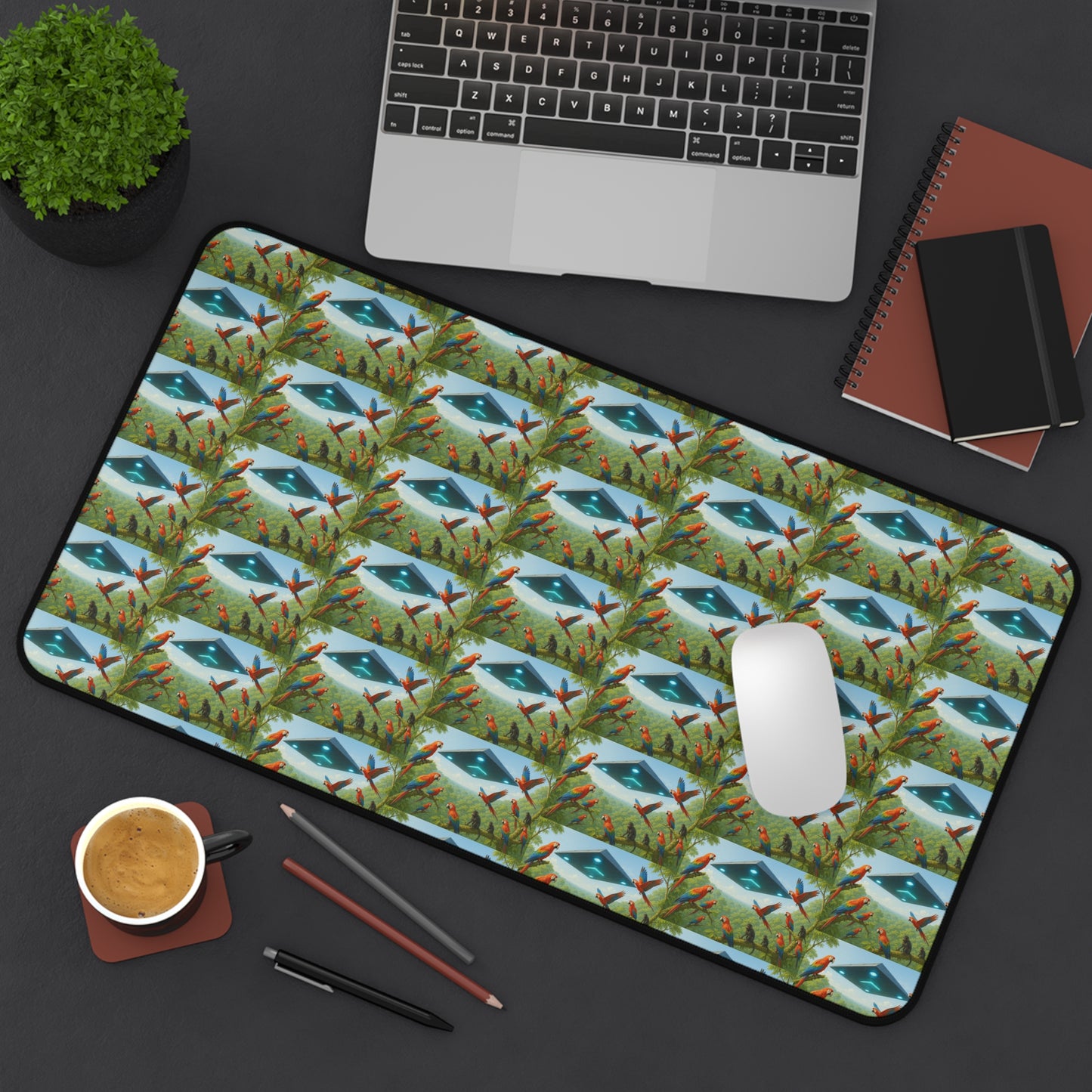 Tropical Mouse Pad/Desk Mat, 3 Sizes - Perfect for Home Office / Macaws and UFO