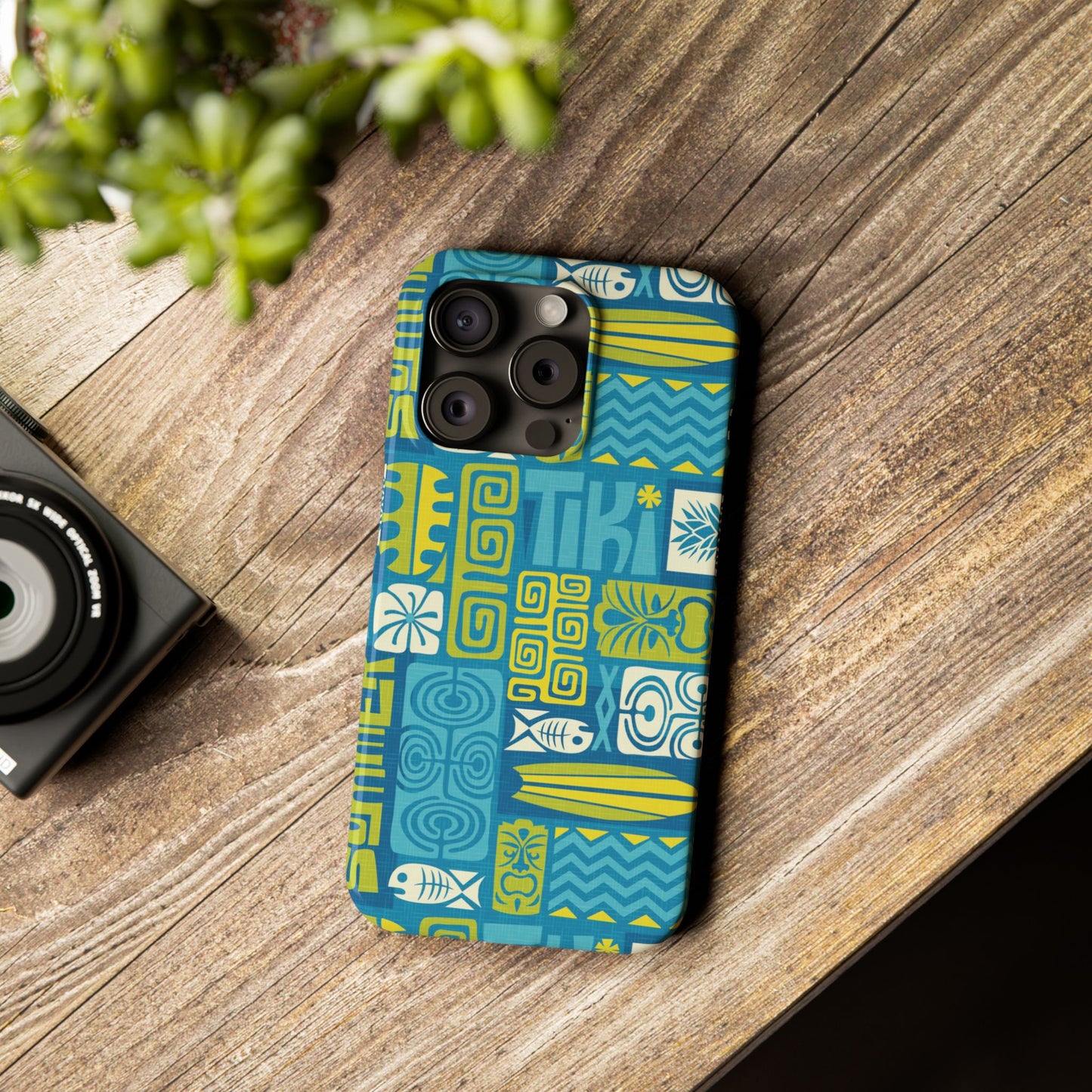 Slim Phone Cases - Tiki Poster Blue