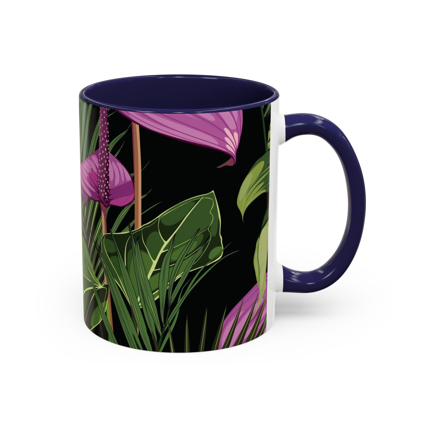 Accent Coffee Mug - Fun Tropical Drinkware for Flower Vibes /Anthurium and Palm