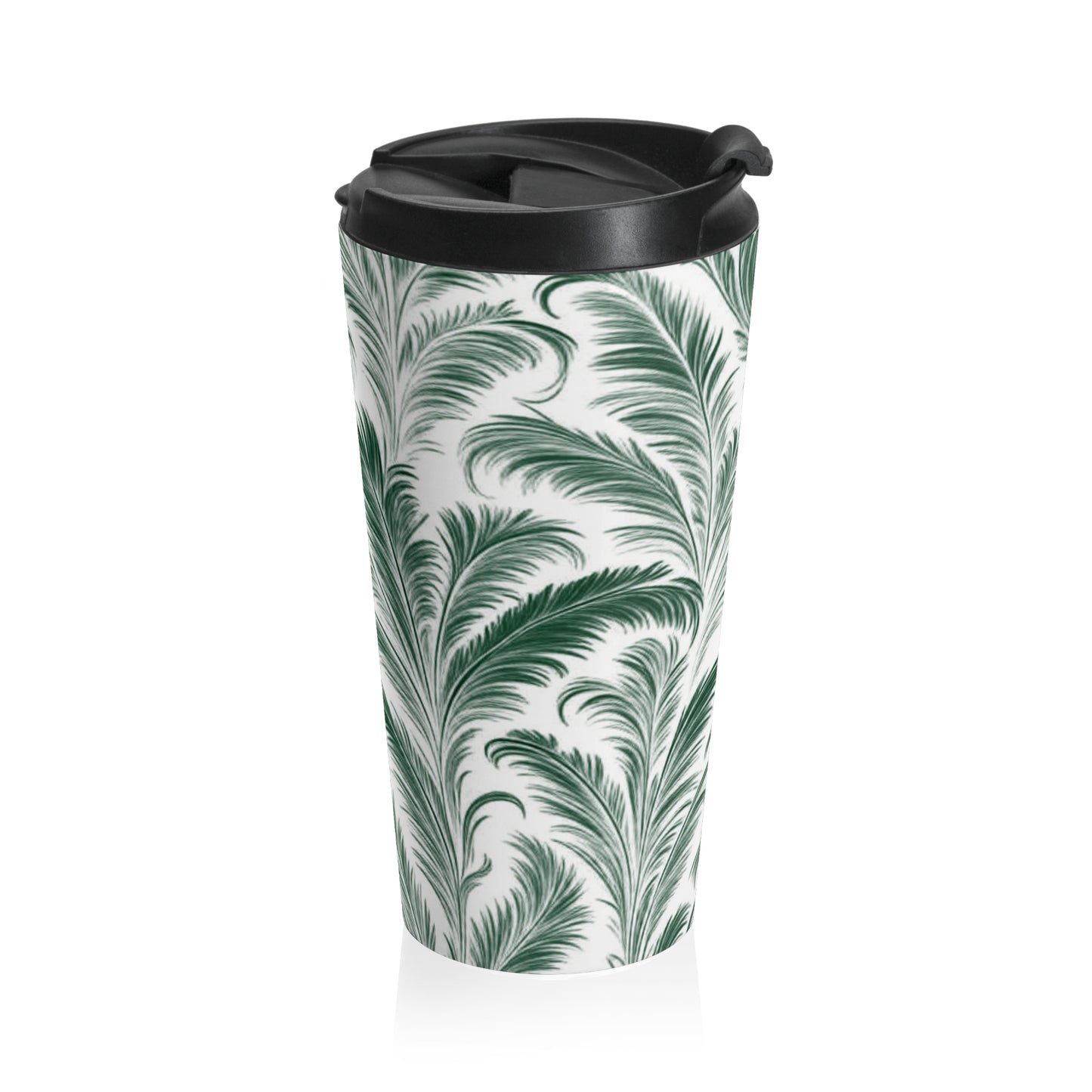 15 oz. Stainless Steel Travel Mug / Rocco Palms, Green & White