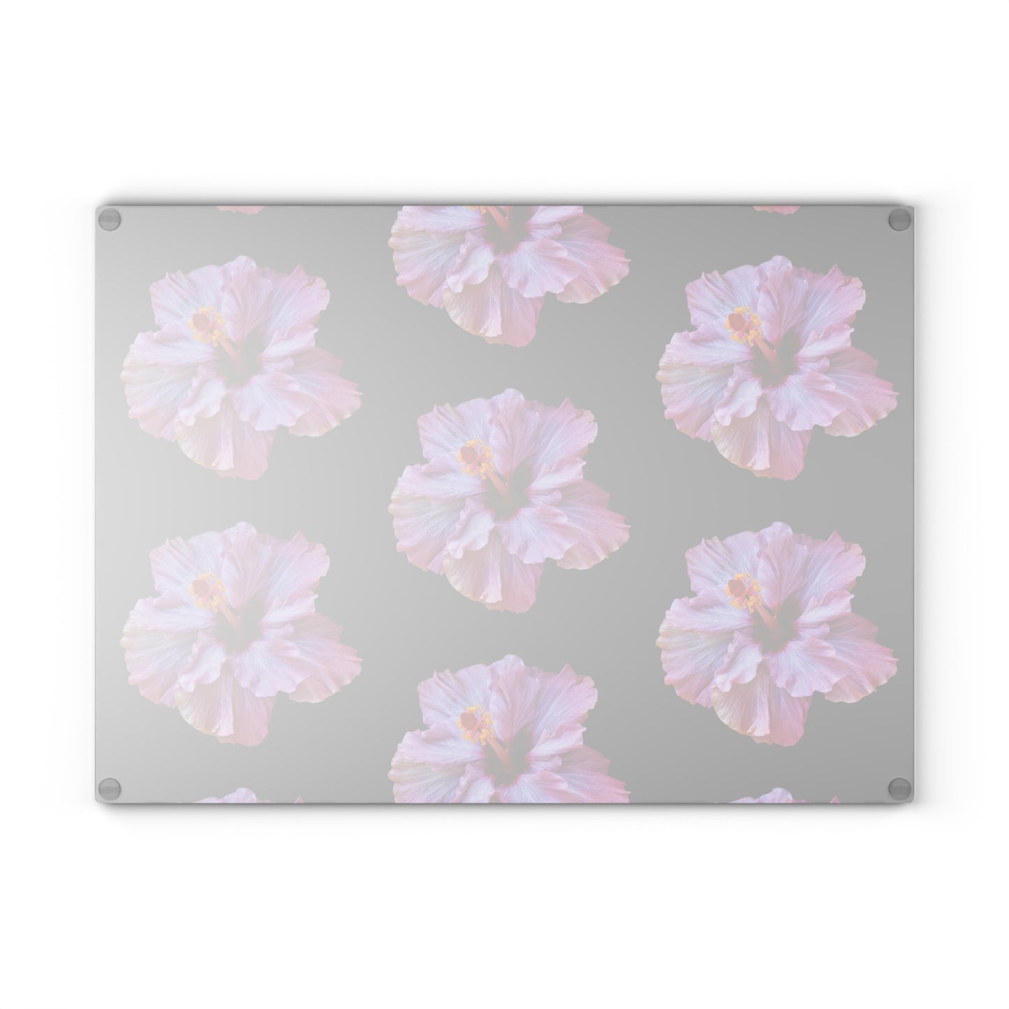Glass Cutting Board, 2 sizes - Real Purple Hibiscus/Black