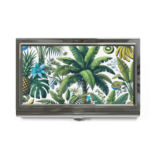 Business Card Holder - Palms and More Tropical Fruit, White