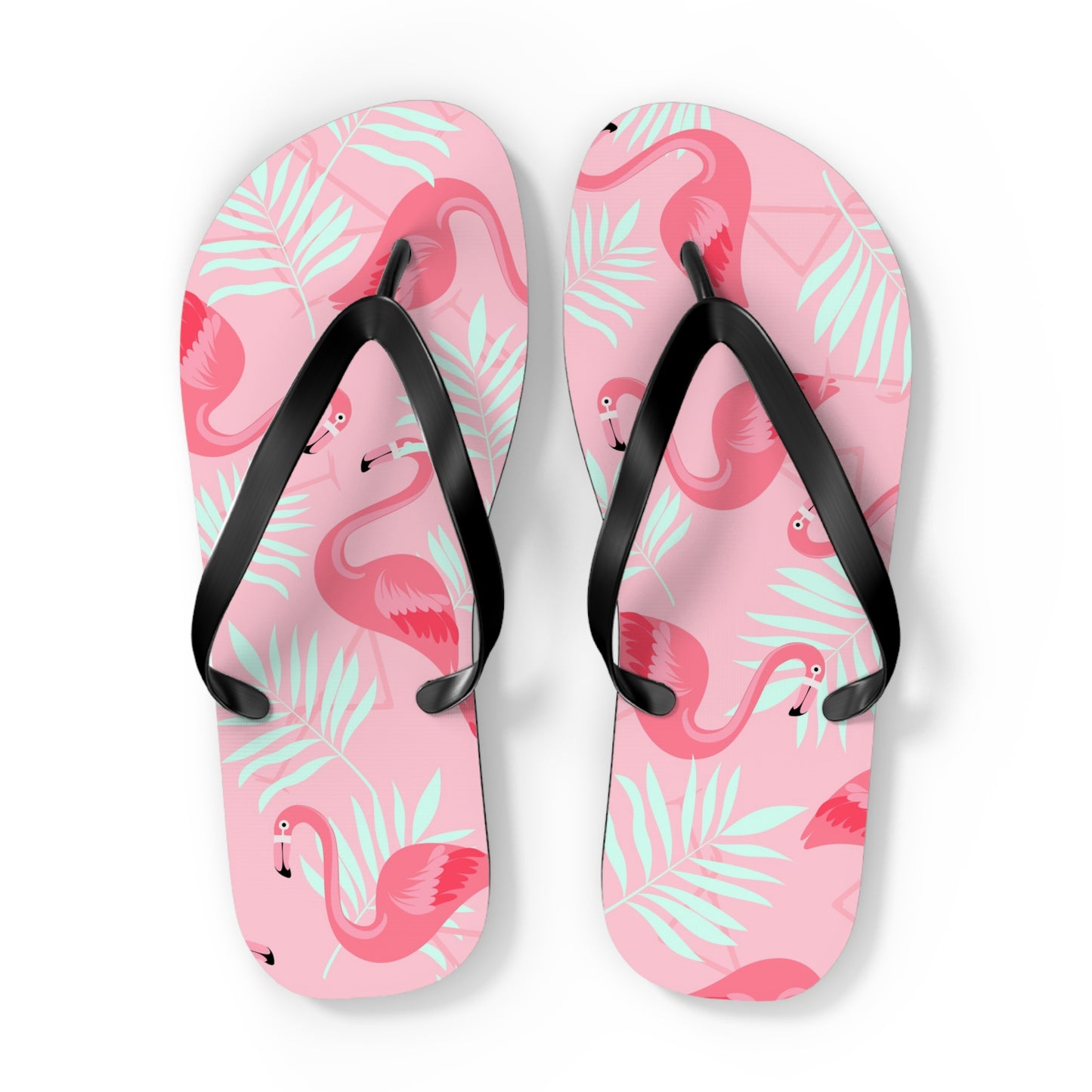 Flip Flops - Pink Flamingo / White Palms