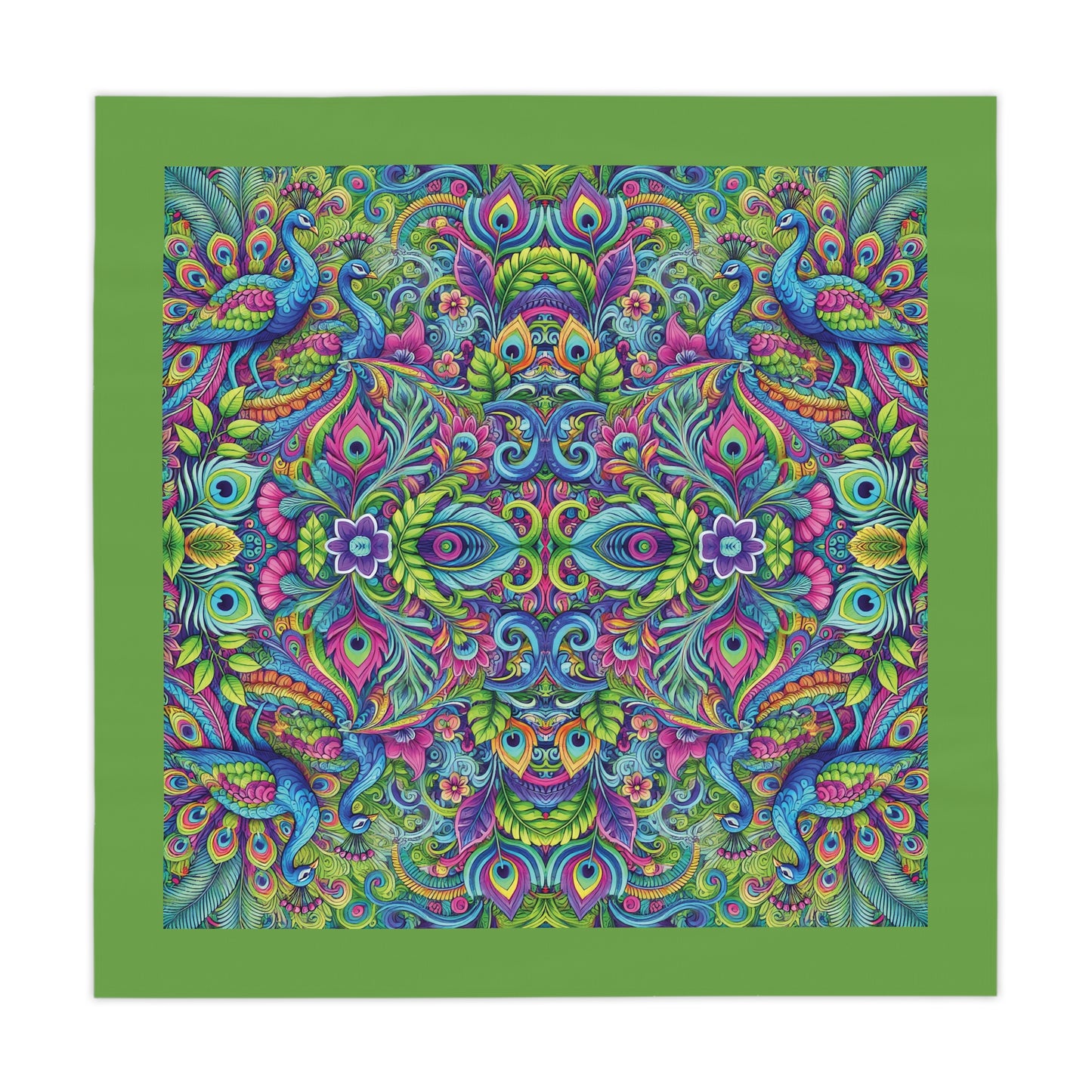Peacock Prism/Green ~ Square Tablecloth, 55" x 55"