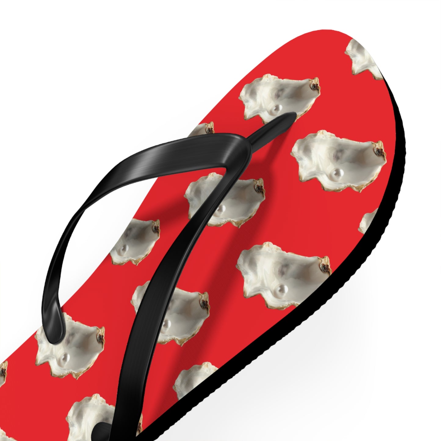 Flip Flops - White Pearl Oyster, red