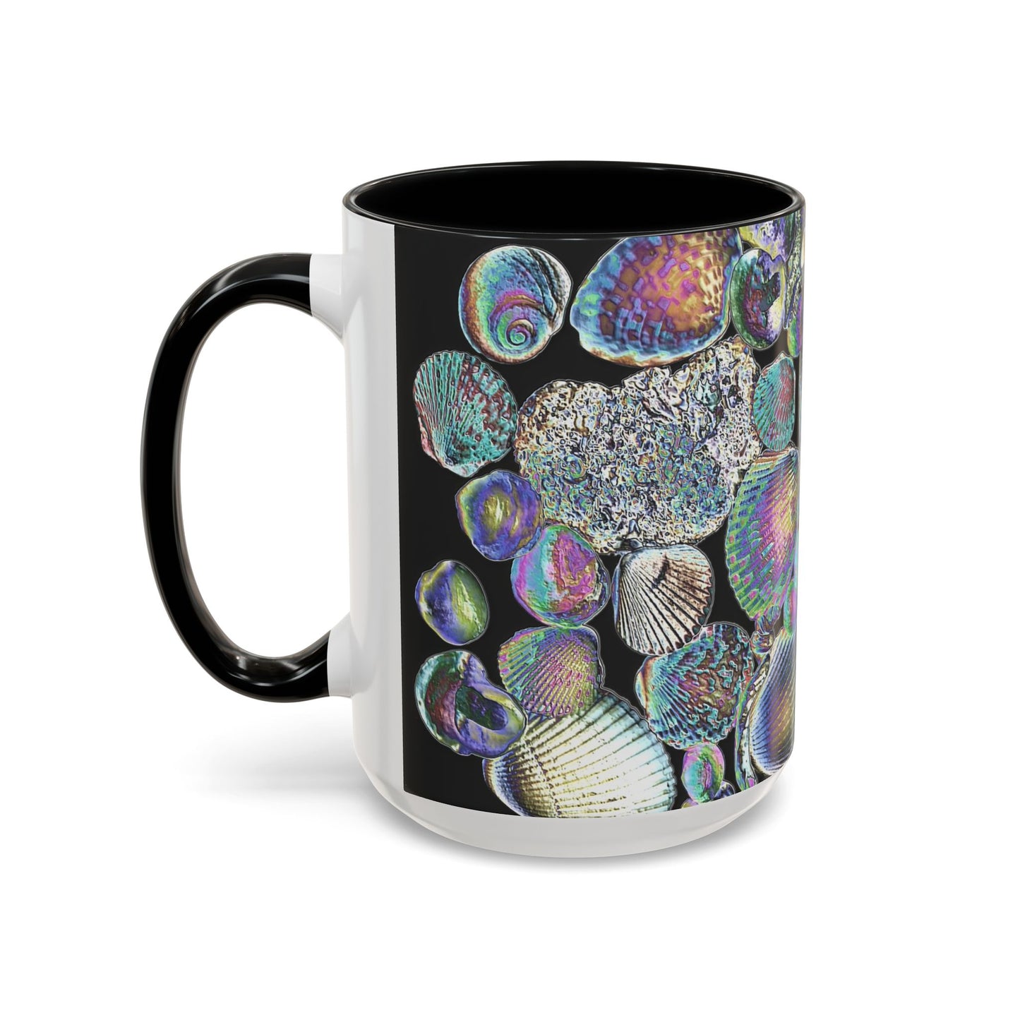 Iridescent Shells Accent Coffee Mug | Unique Sea-Inspired Drinkware / Heatwave Shell Collection