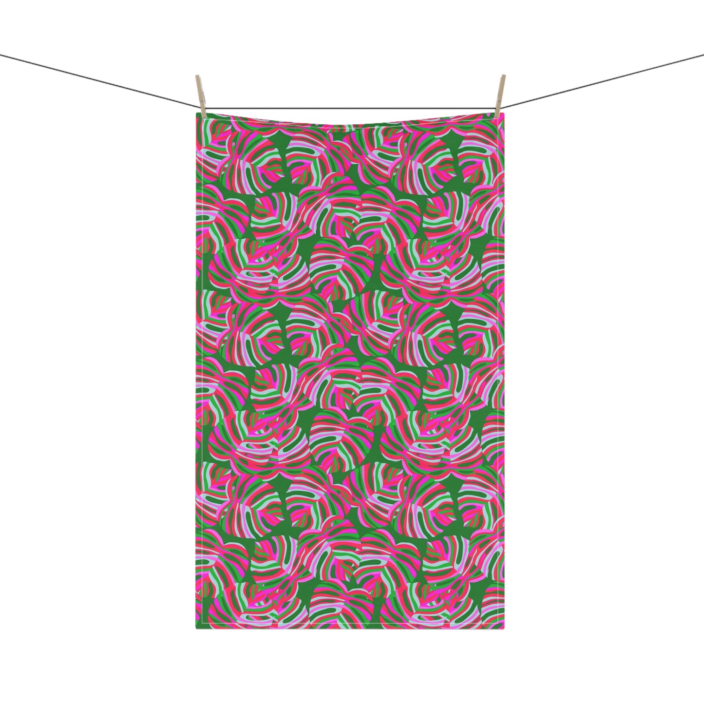 Tea Towels (cotton, poly), Monstera Pink Pop