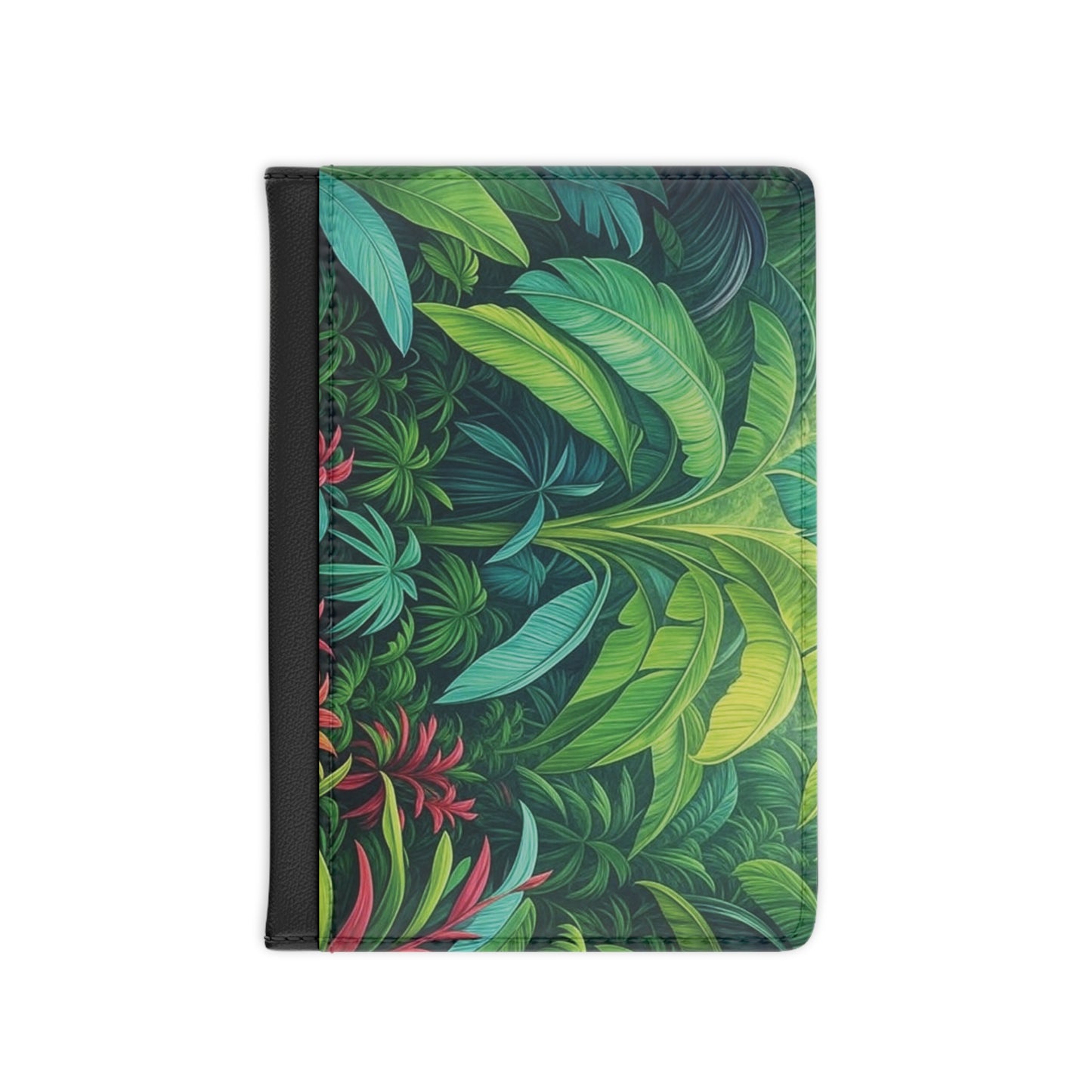 Tropical Passport Cover, Faux Leather - RFID blocking for travel security / Rainforest Sleeping Spot