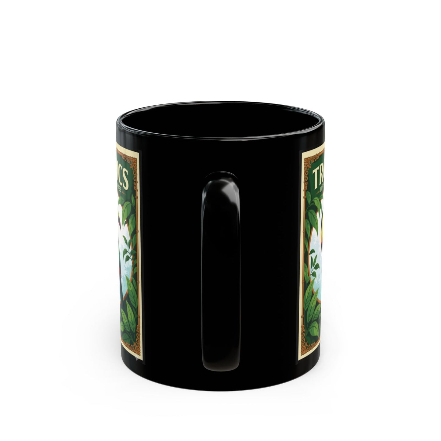 Black Coffee Mug - Parrot Poster /TLCoffee Logo