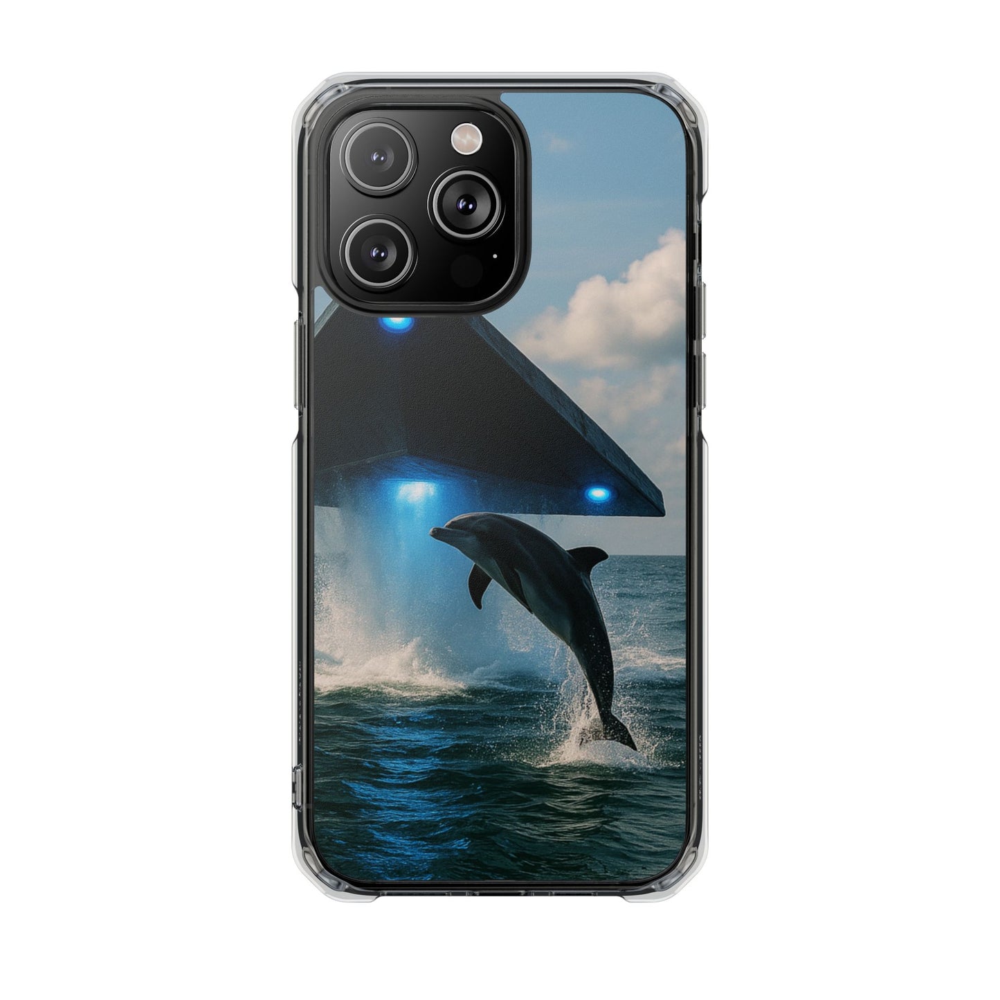 UFO and Dolphin Magnetic Clear Phone Case, Many Models
