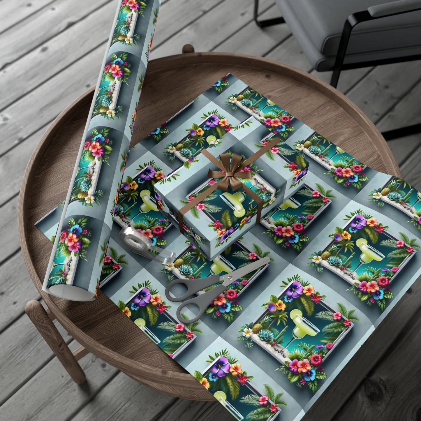 Wrapping Paper - Tropical Gift Wrap for All Occasions / 3 Sizes, 2 Finishes / Tropical Margarita