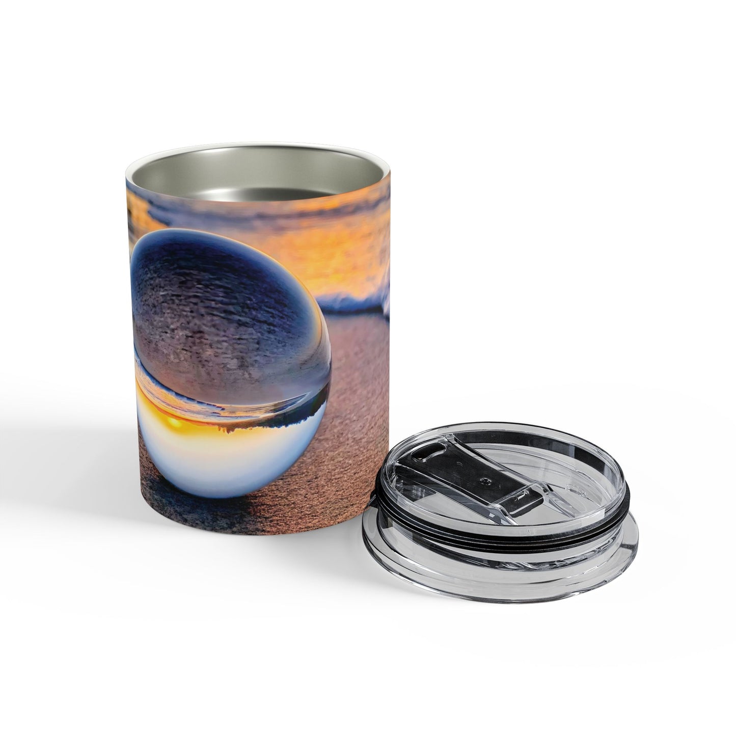 10 oz Beach Insulated Coffee Tumbler with Crystal Dropped by UFO