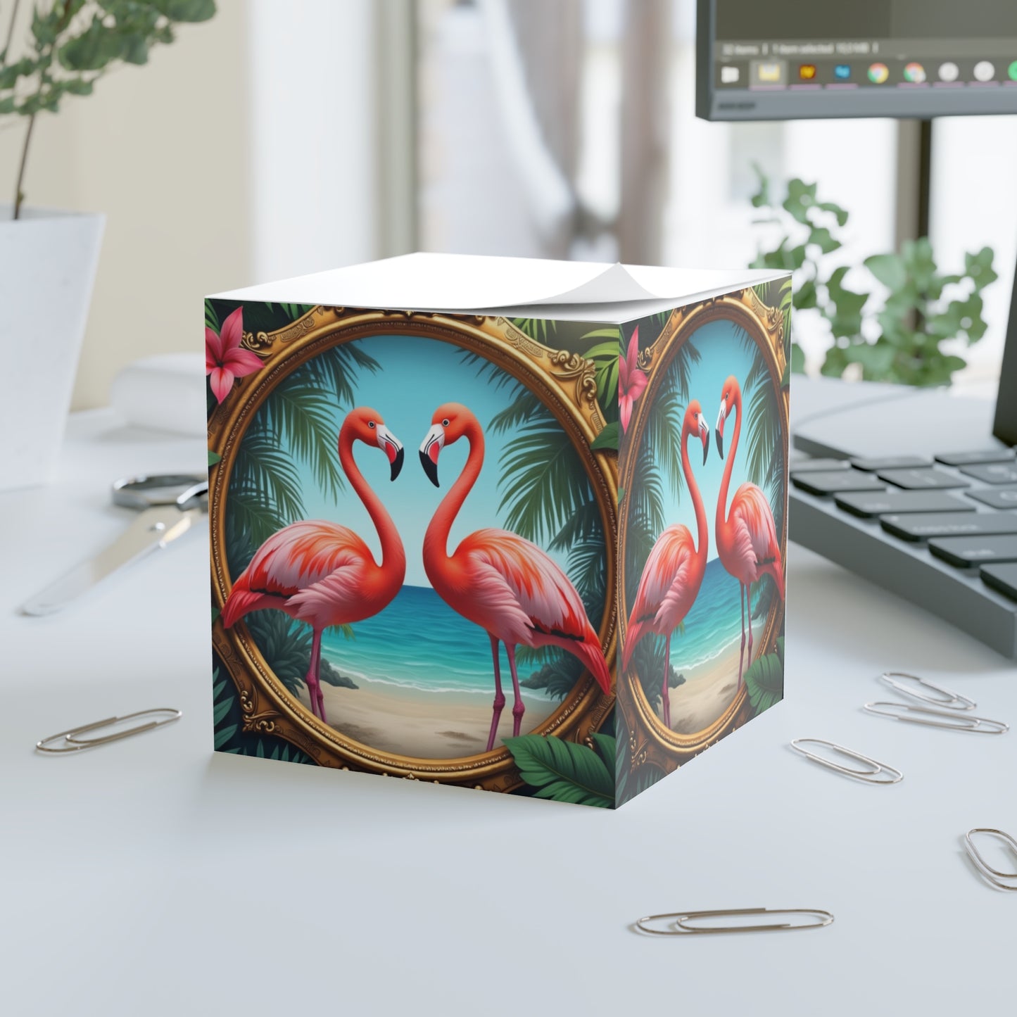 Copy of Note Cube - Framed Flamingos