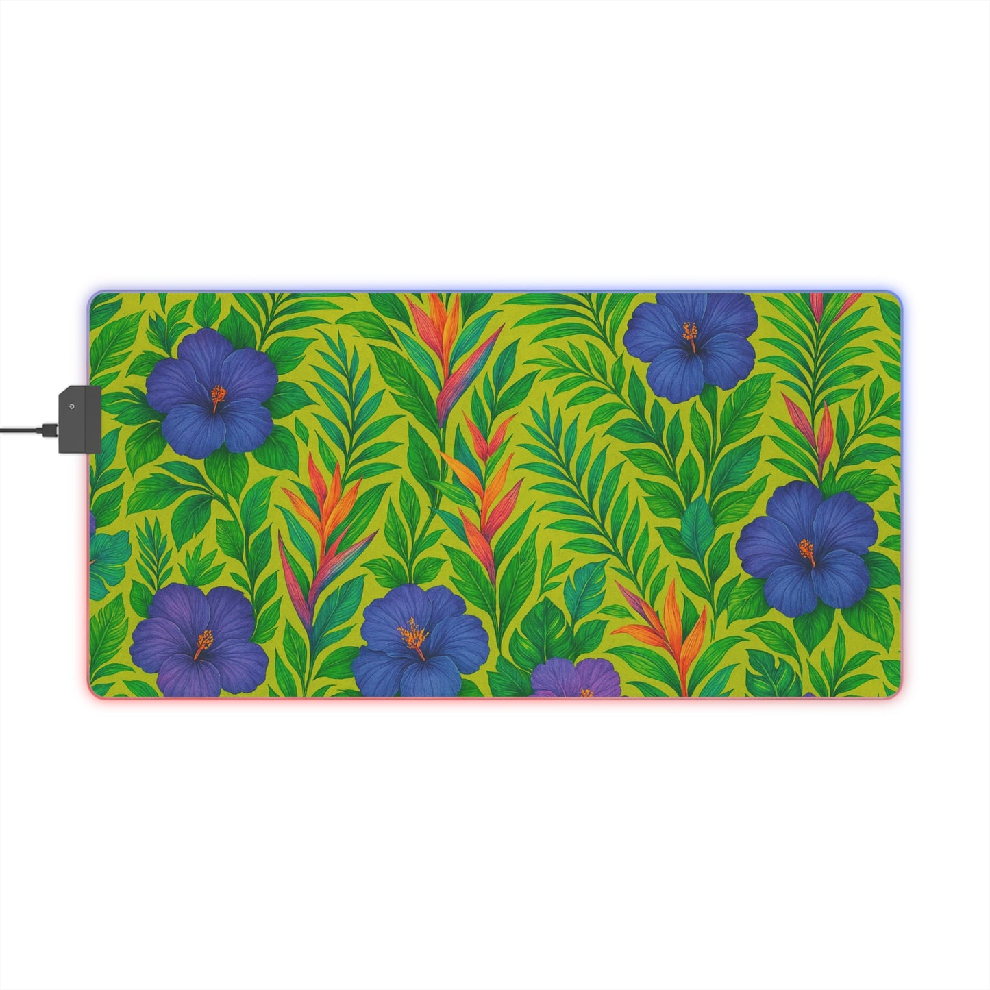 LED Gaming Mouse Pad With Vibrant RGB Lighting, 4 Sizes / Midnight Flower Lime