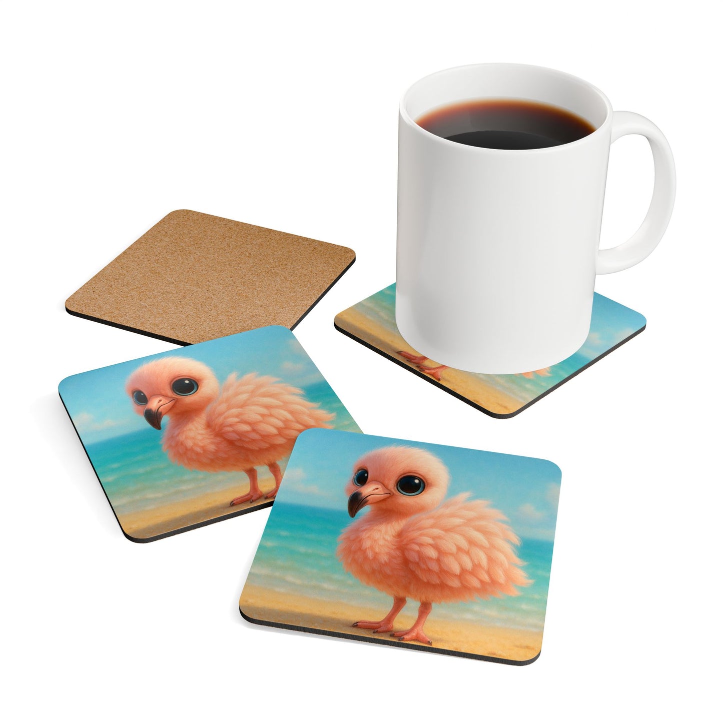 Four-piece Coaster Set - Baby Flamingo