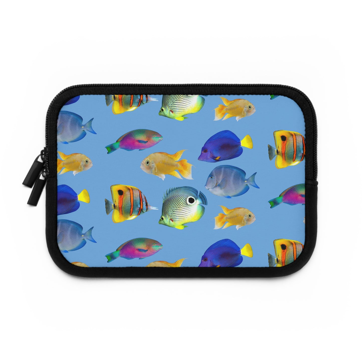 Tropical Laptop Sleeve, 5 Sizes - Perfect for Ocean Lovers & Students / School of Fish, Light Blue
