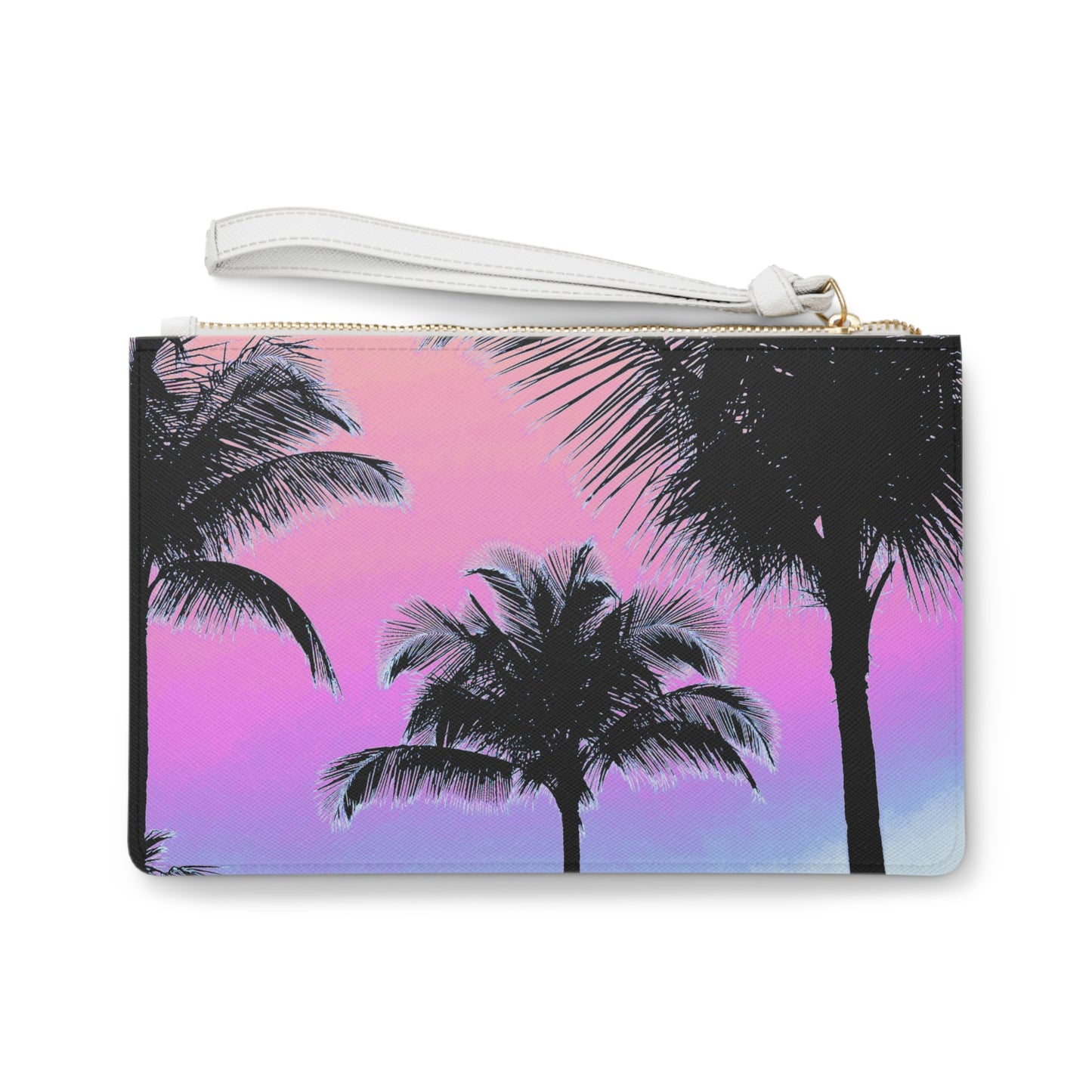 Tropical Faux Leather Clutch Bag - Perfect for Beach Adventures & Summer Vacations / Palm Glow, Pastels
