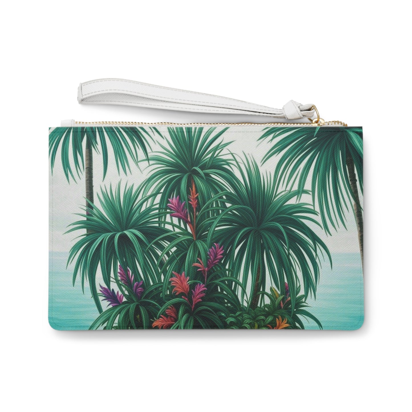 Tropical Faux Leather Clutch Bag - Perfect for Beach Adventures & Summer Vacations / Tiny Palm Island
