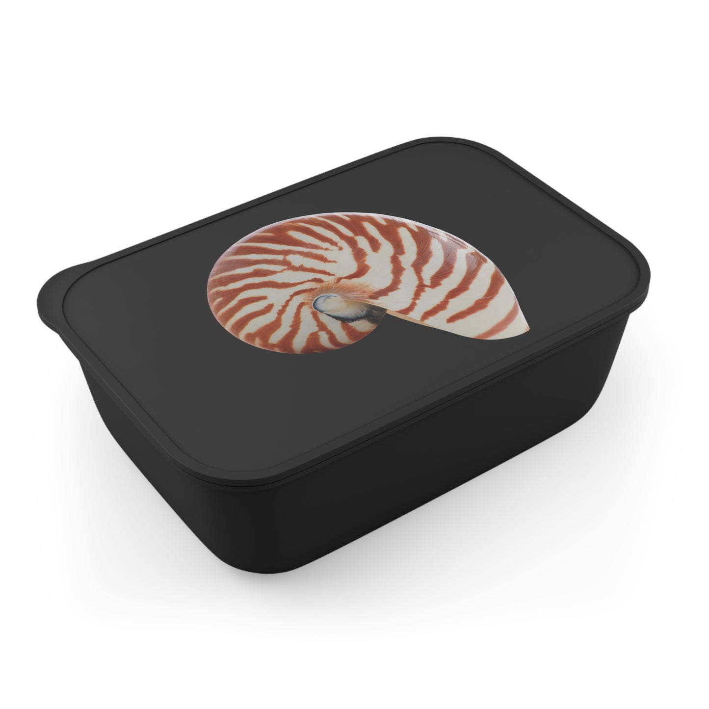 Bento Box with Utensils - Tiger Stripe Nautilus Shell