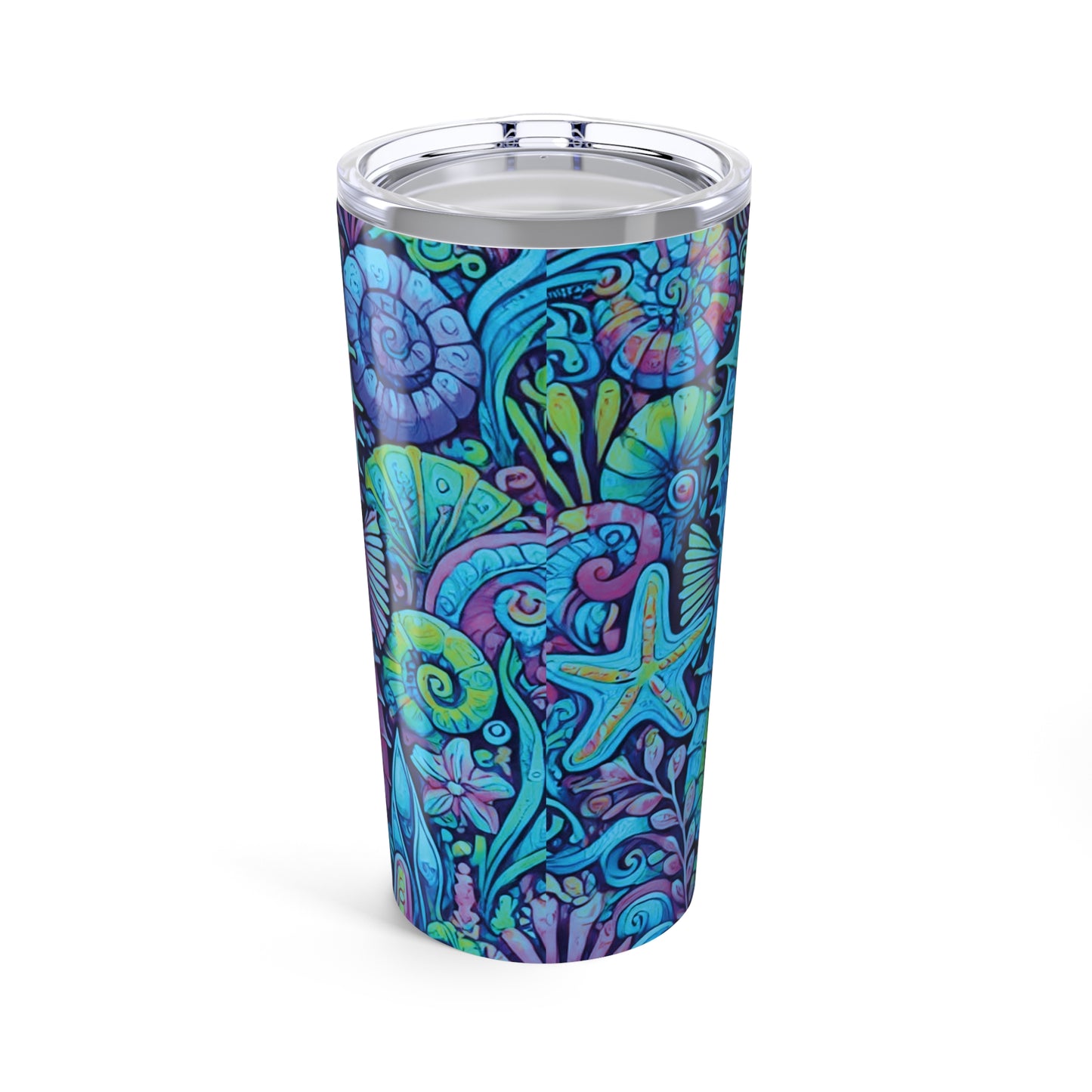 20oz Tropical Glossy Tumbler - Seahorse Trio, Turquoise Pop