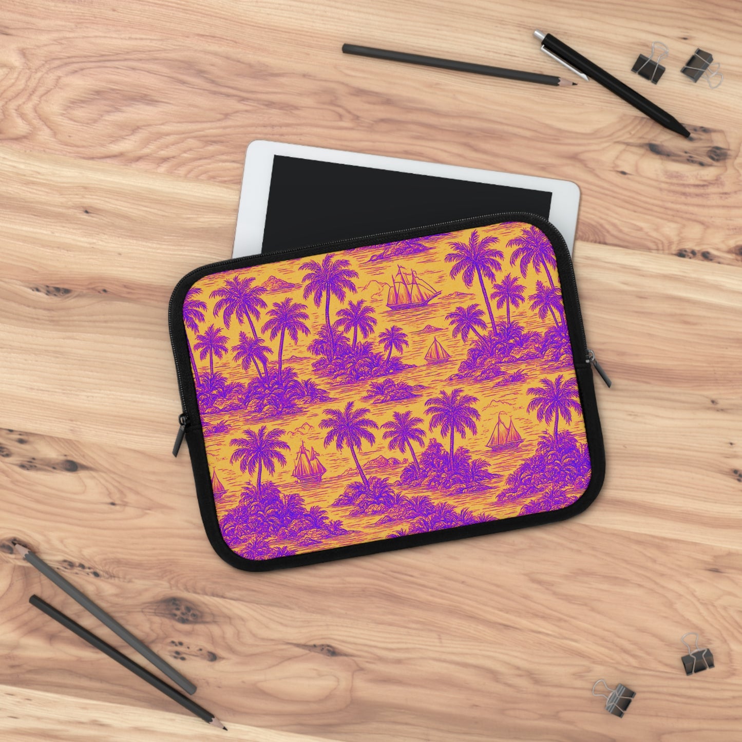 Tropical Laptop Sleeve, 5 Sizes - Perfect for Beach Lovers & Students / Faraway Toile, Pop