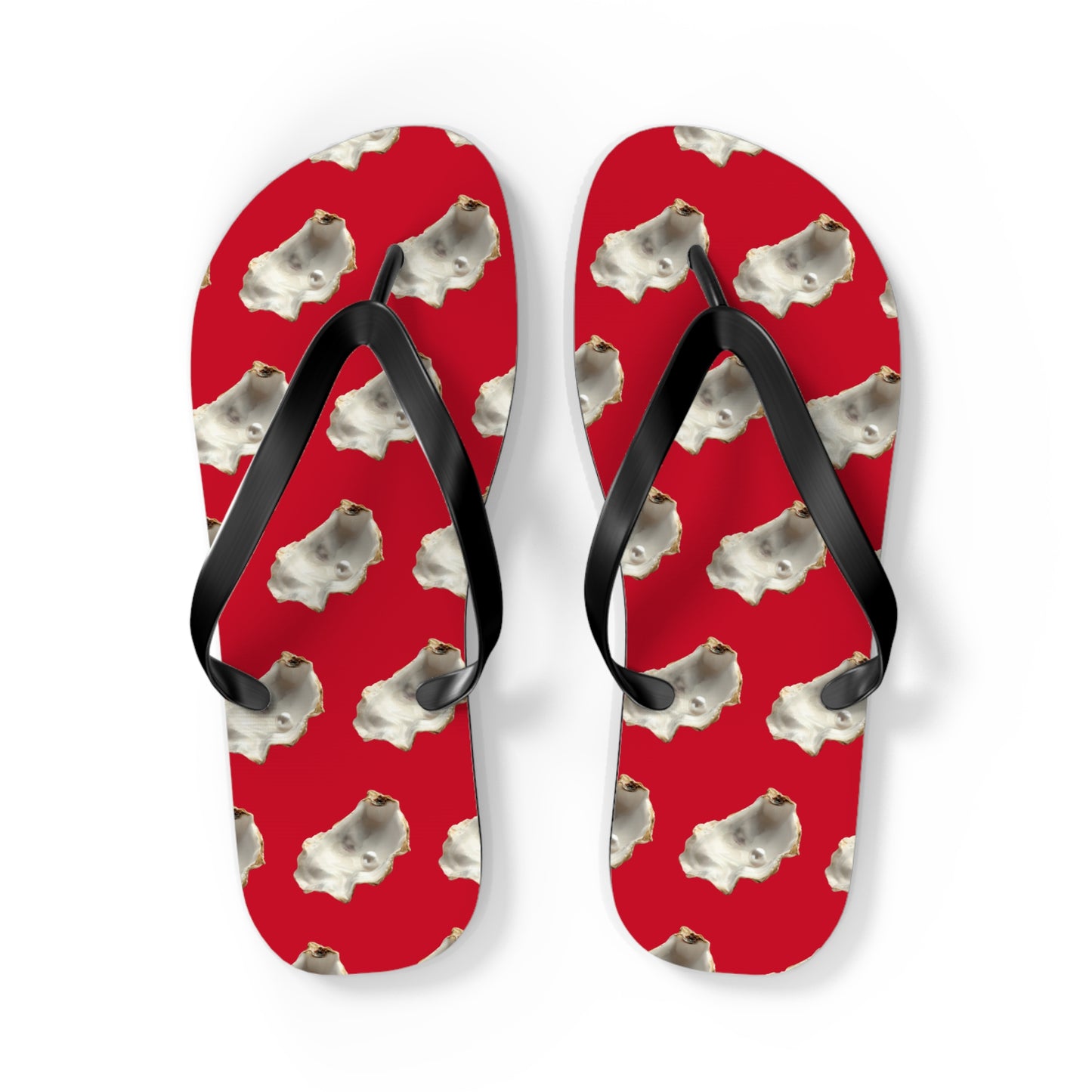 Flip Flops - White Pearl Oyster, dark red