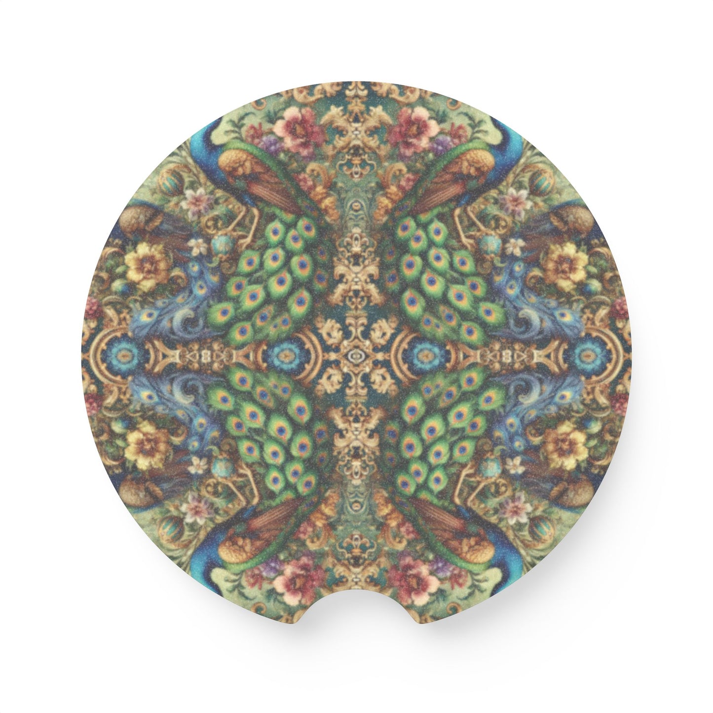 Soapstone Car Coaster - Kaleido Peacock Royals