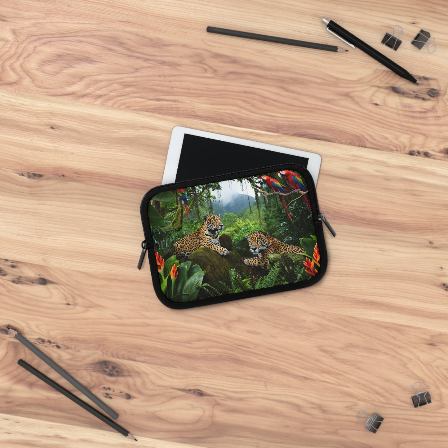 Tropical Laptop Sleeve, 5 Sizes - Perfect for Rainforest Lovers & Students / Jaguars at Rest