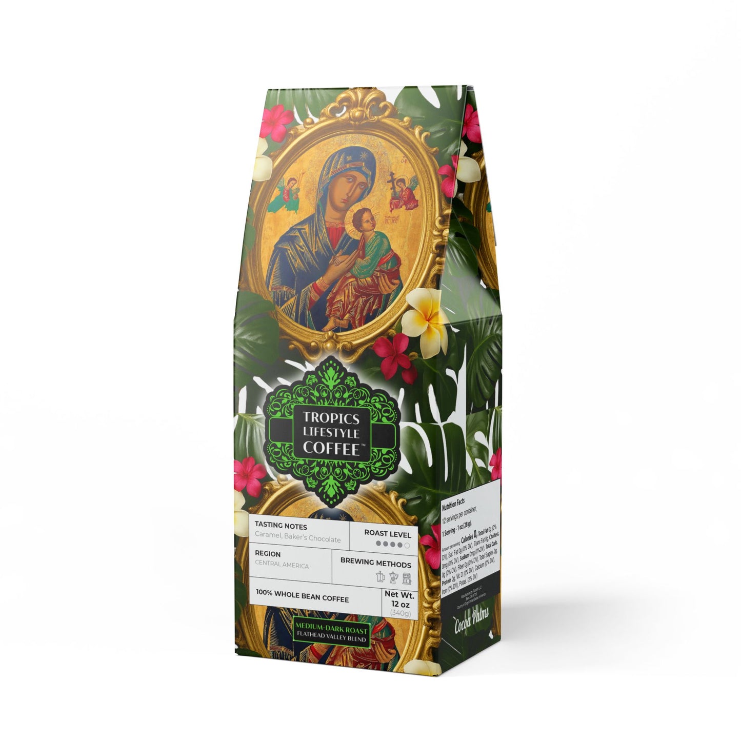 Cocoa Palms Blend™ (Medium-Dark Roast) Specialty Grade Craft Coffee, Religious / Our Lady of Perpetual Help
