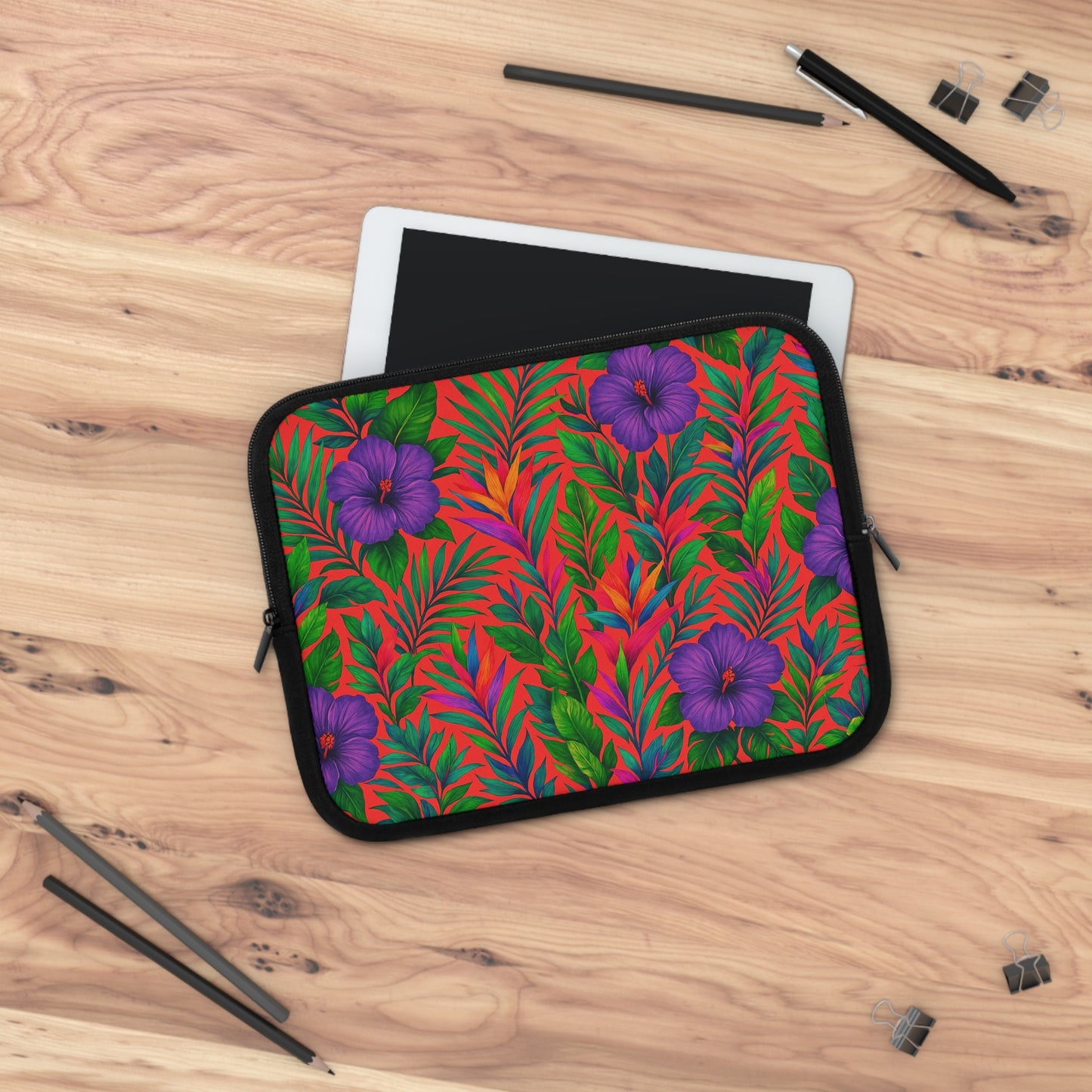 Tropical Laptop Sleeve, 5 Sizes - Perfect for Beach Lovers & Students / Midnight Flowers