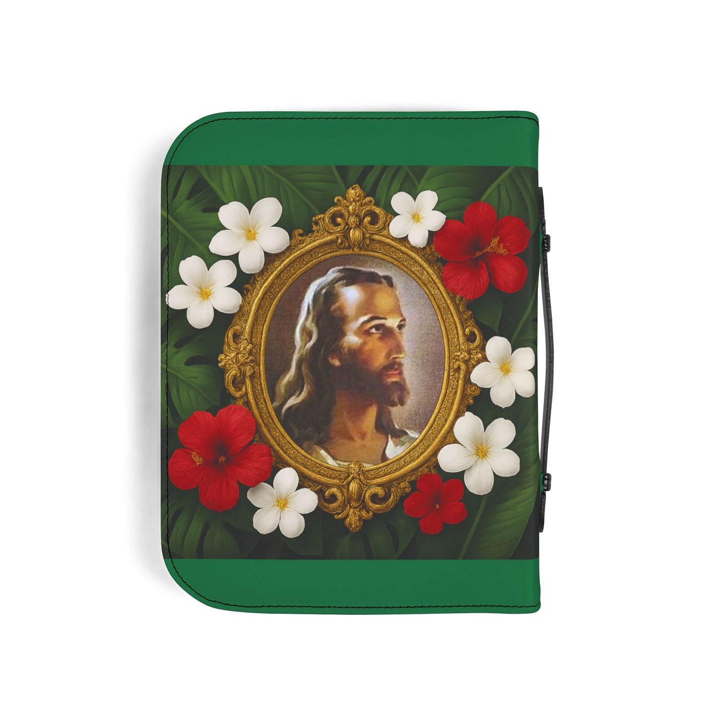 Tropical Jesus Bible Cover, Dark Green / Floral Bible Cover Protector, Church Accessories