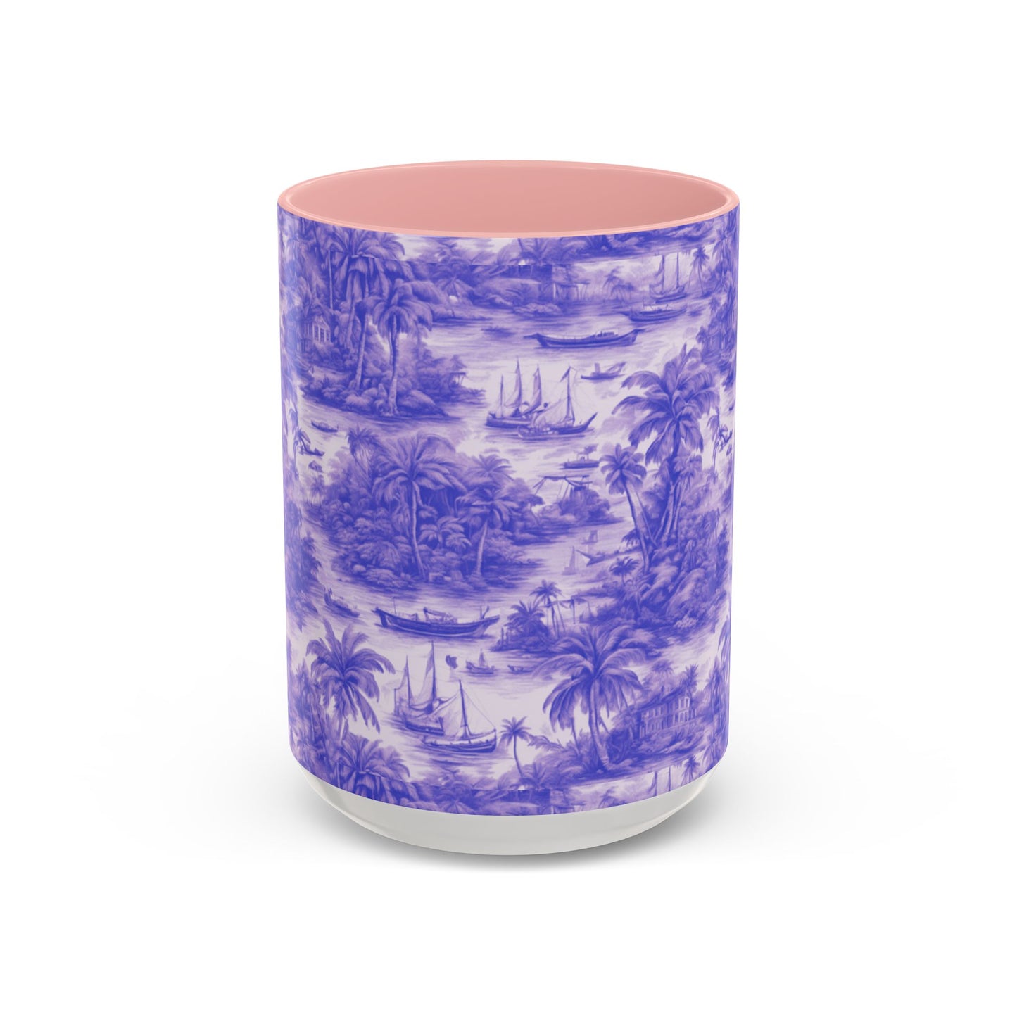 Accent Coffee Mug (11, 15oz), 8 Colors - Tropical Toile #1, purple