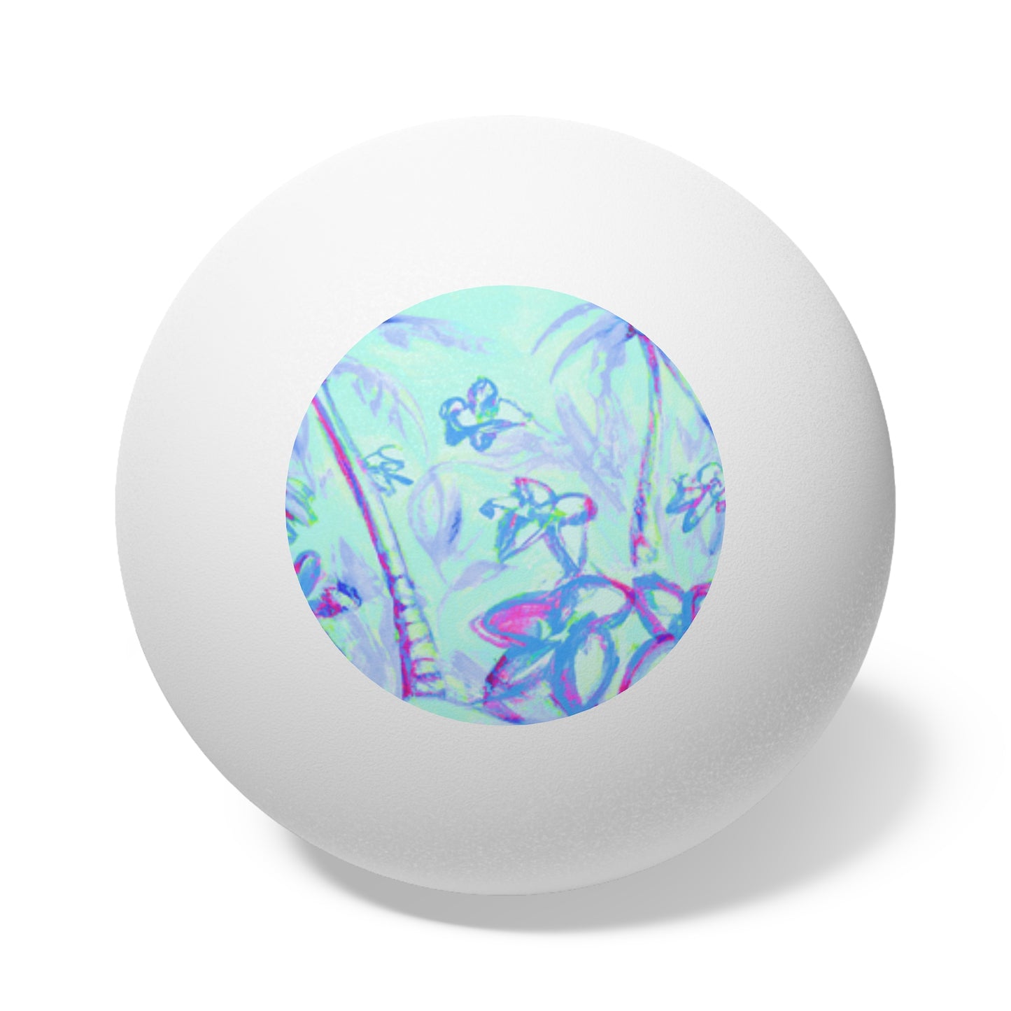Tropical Paradise Ping Pong Balls - 6 Pack with Tropical Doodles, Blue