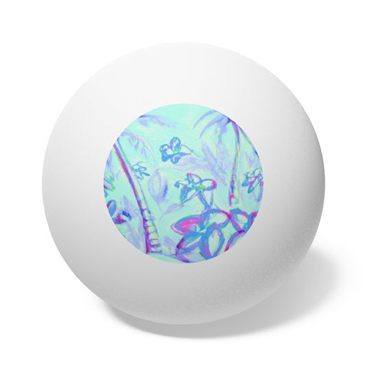 Tropical Paradise Ping Pong Balls - 6 Pack with Tropical Doodles, Blue