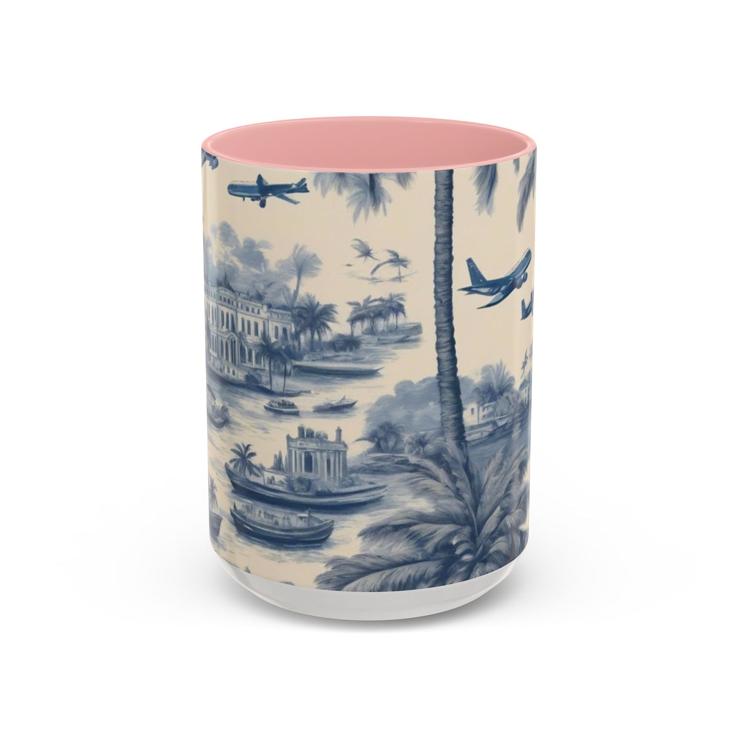 Accent Coffee Mug (11, 15oz), Tropical Travel Toile, Various Colors