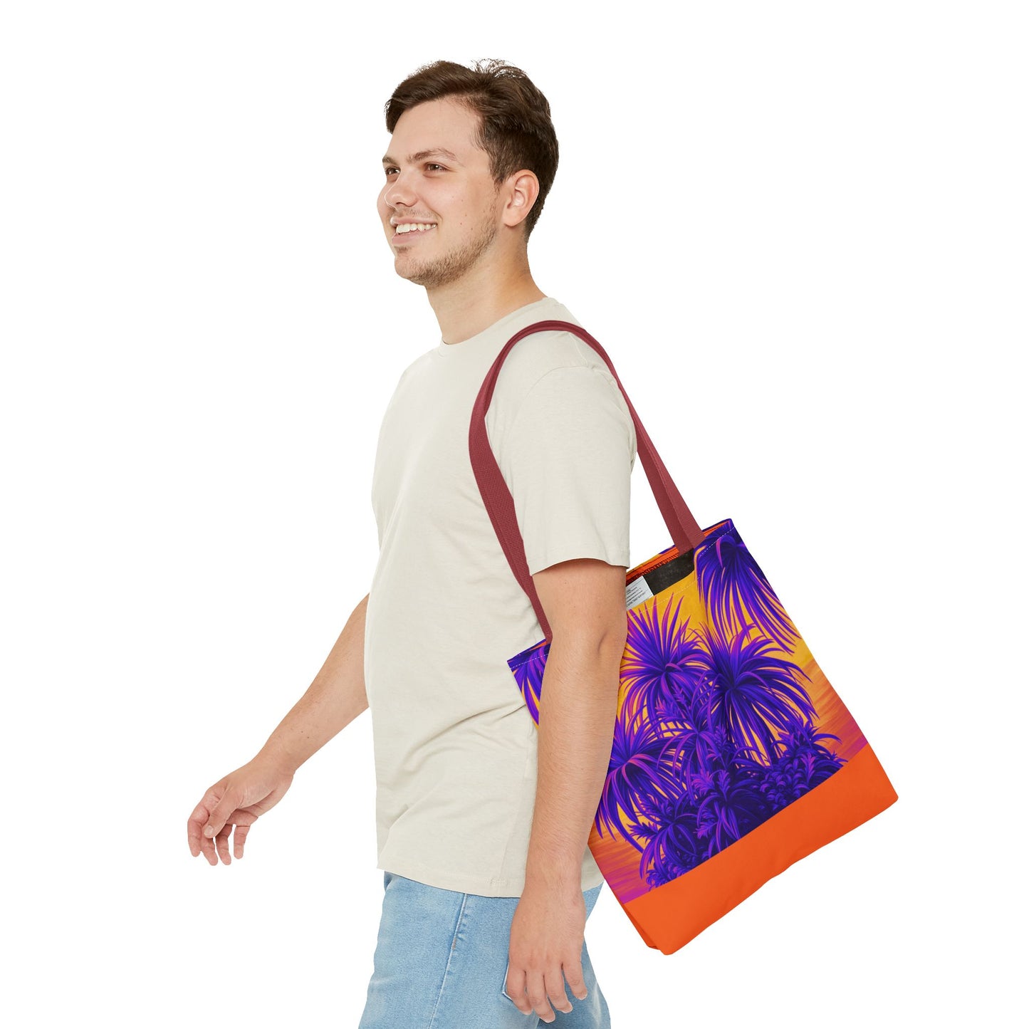 Tiny Palm Island Pop/Orange Tote Bag - 3 Sizes